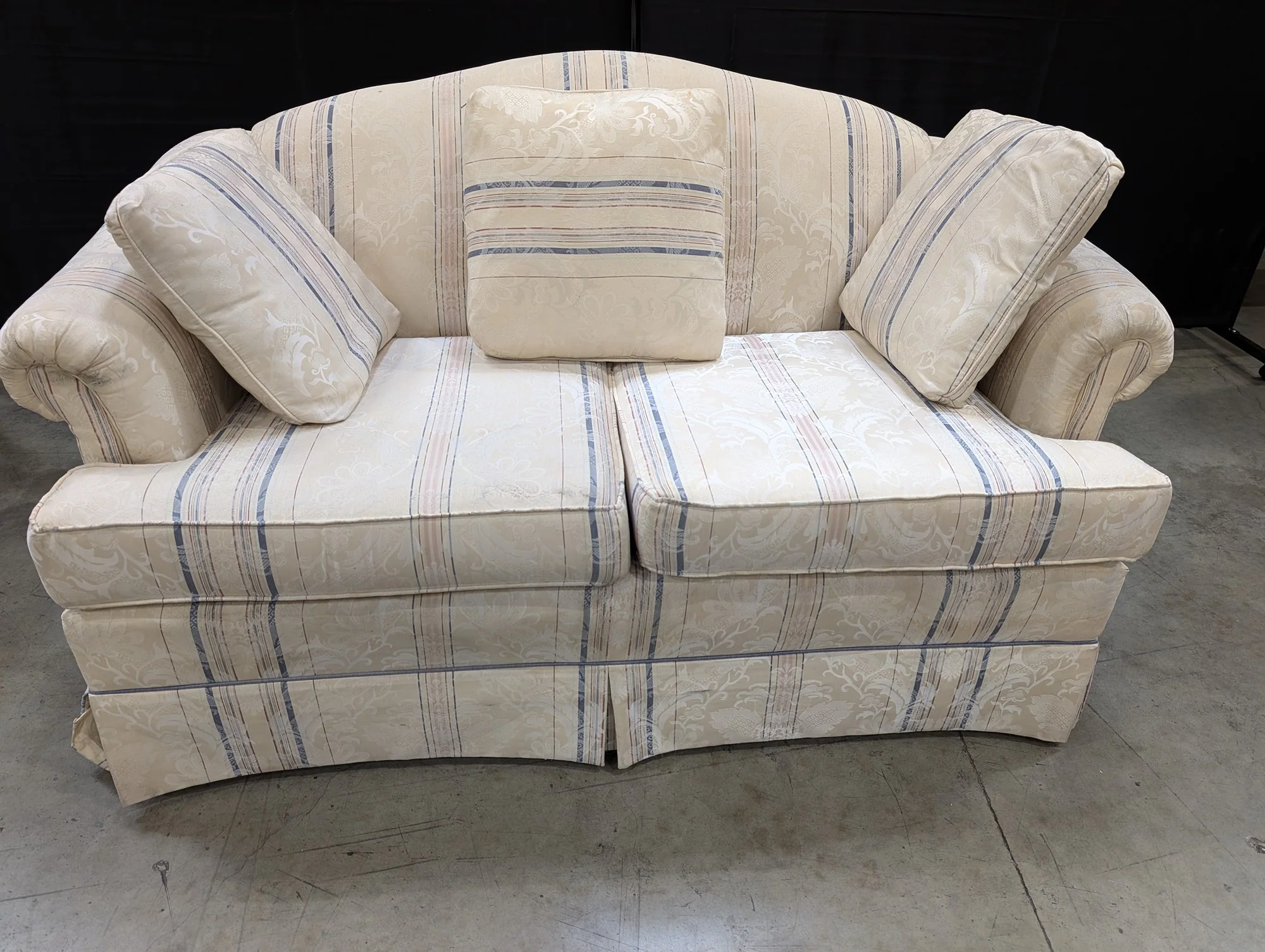 Pem-Kay Traditional Rolled Arm Striped Loveseat Sofa - Image 2