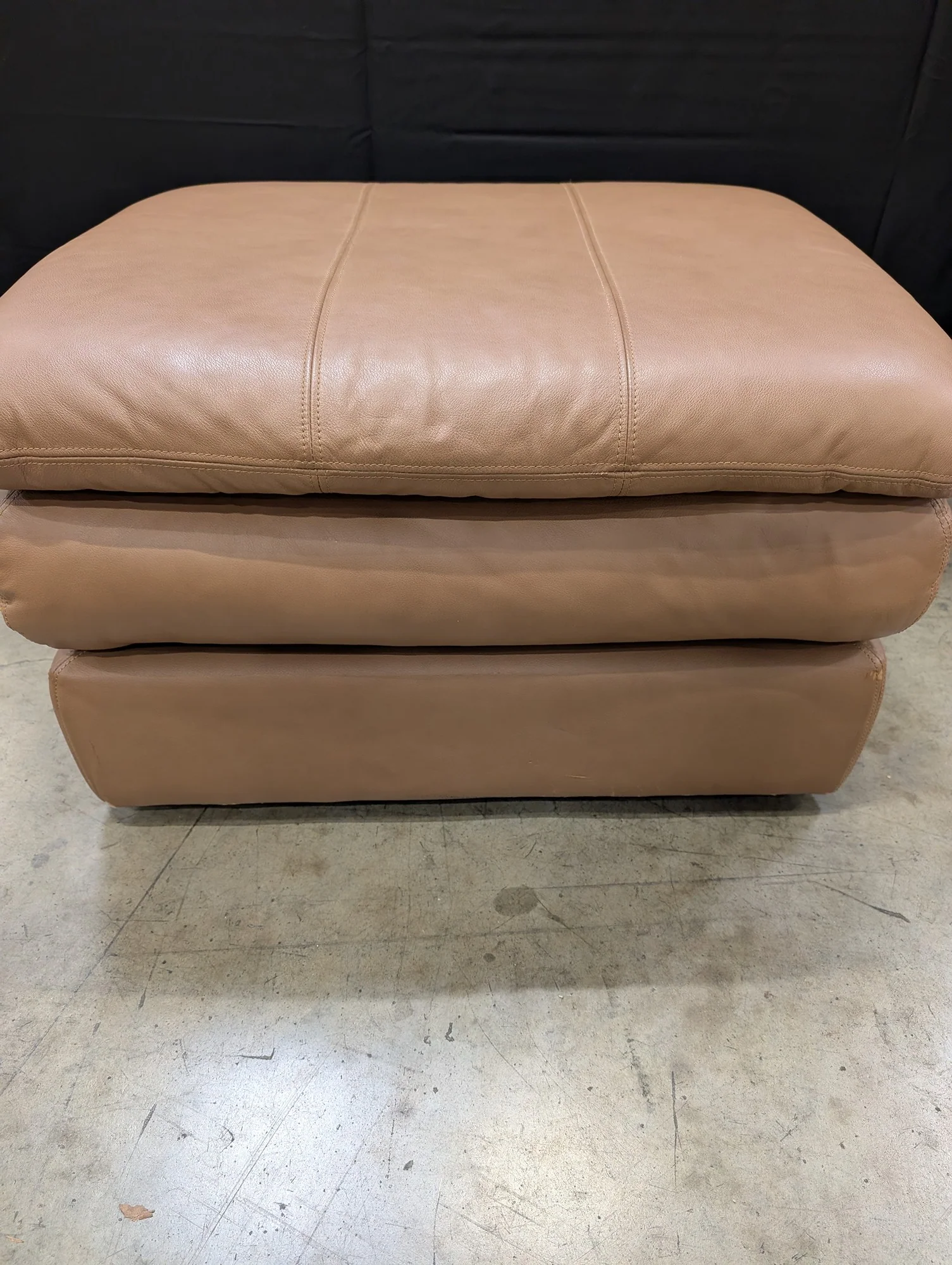 Tan Leather Ottoman