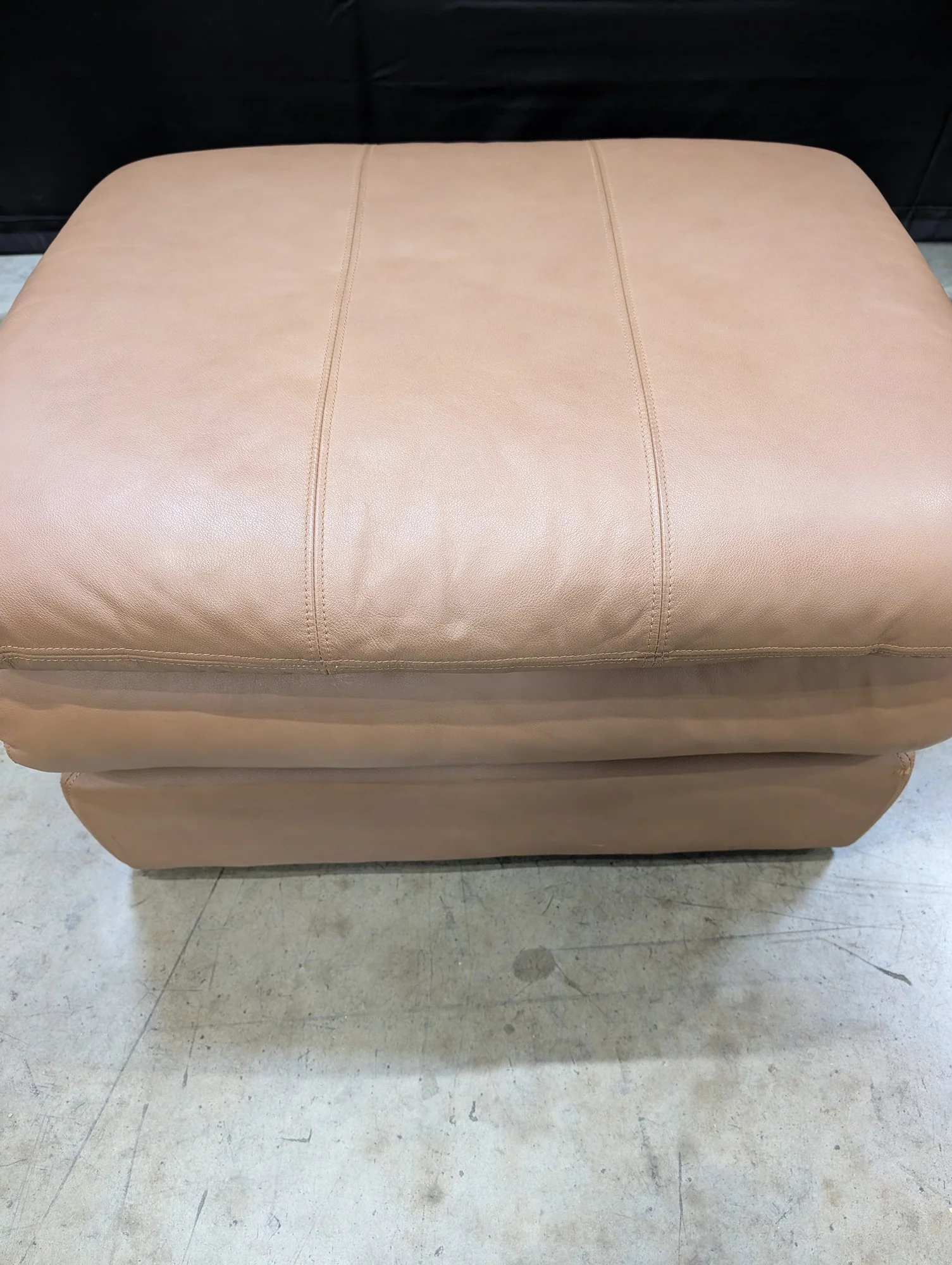 Tan Leather Ottoman - Image 2