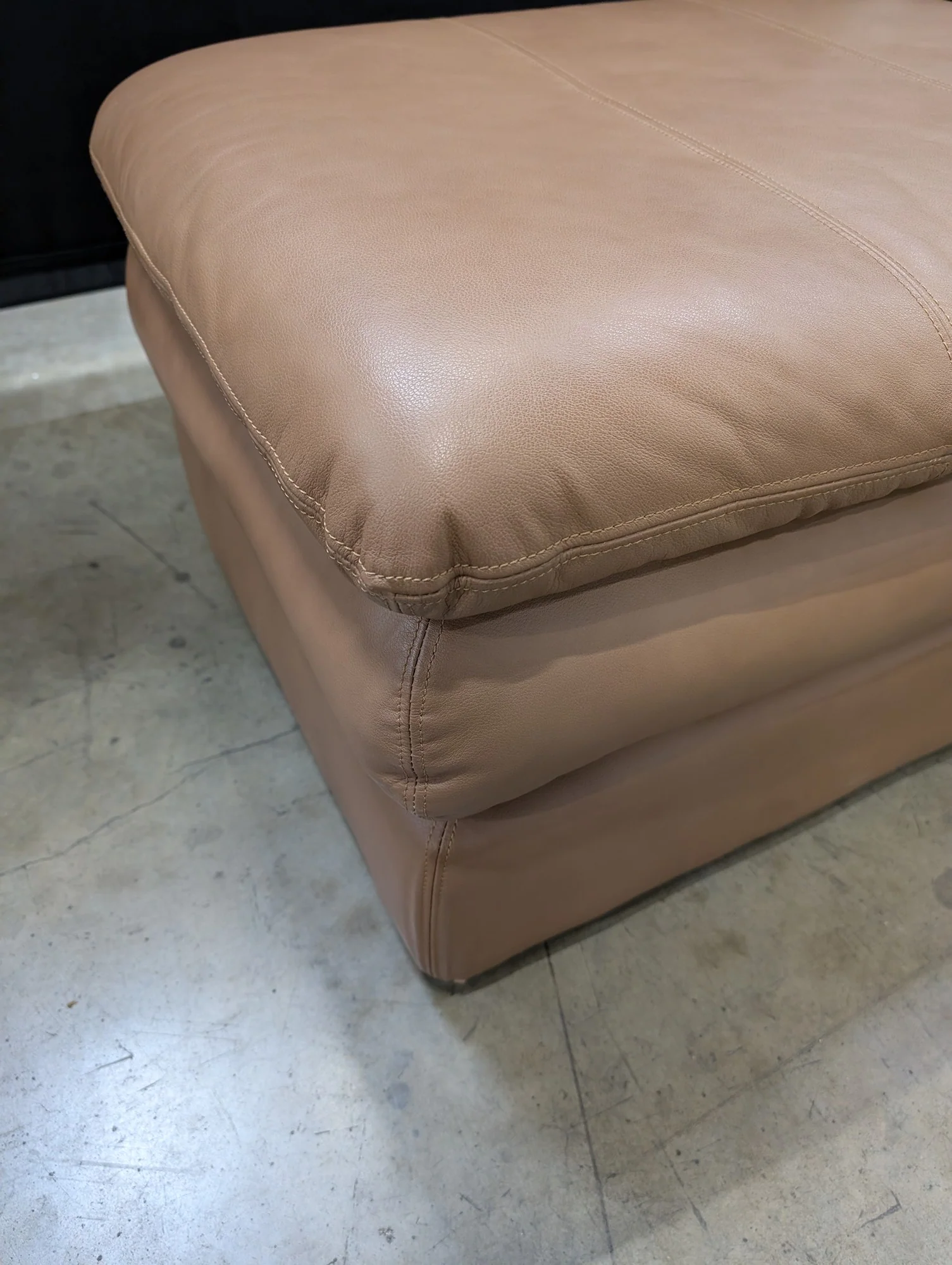 Tan Leather Ottoman - Image 3