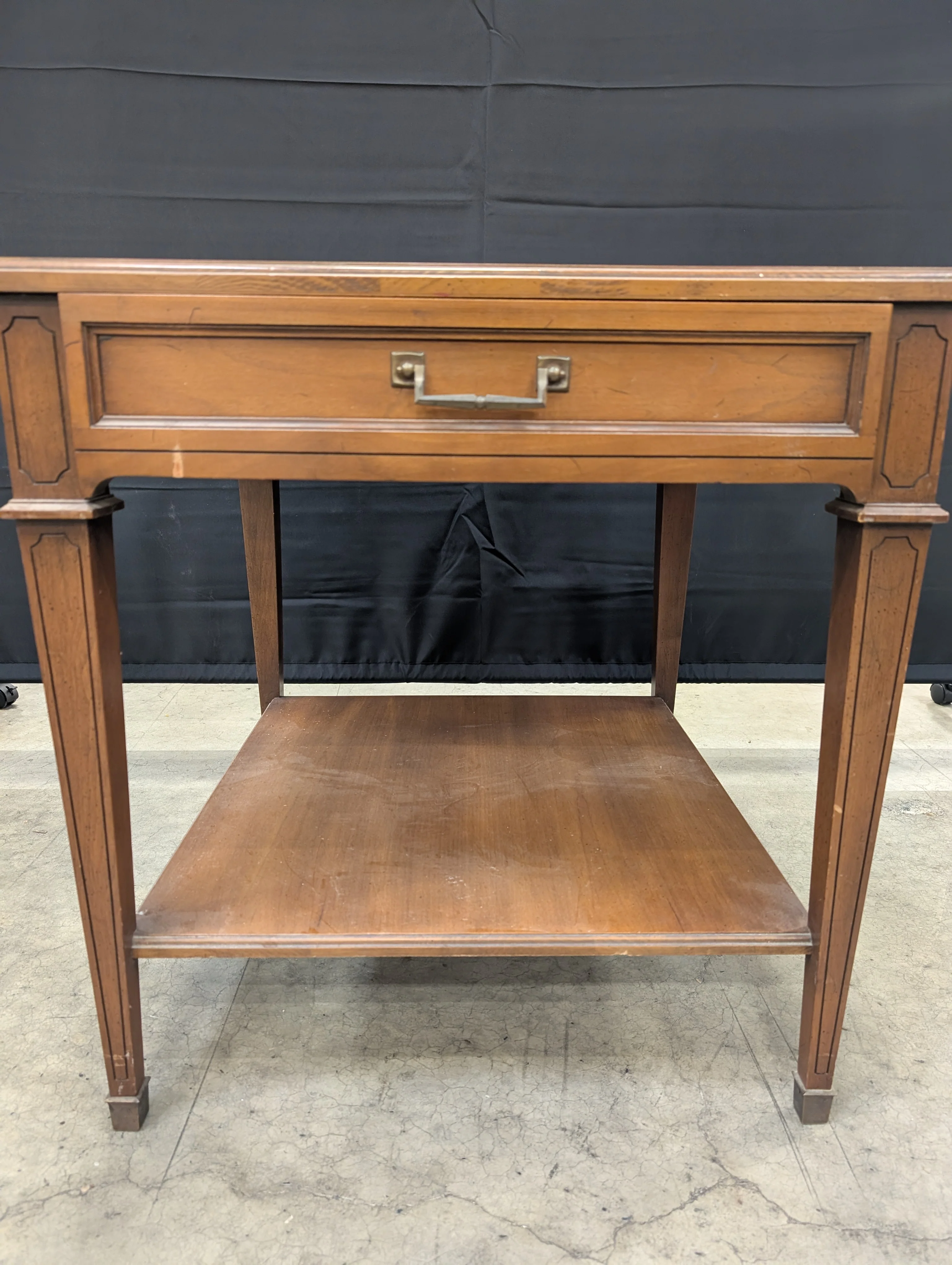 Heritage Stamped Hardwood Nightstand with Lower Shelf - Image 3