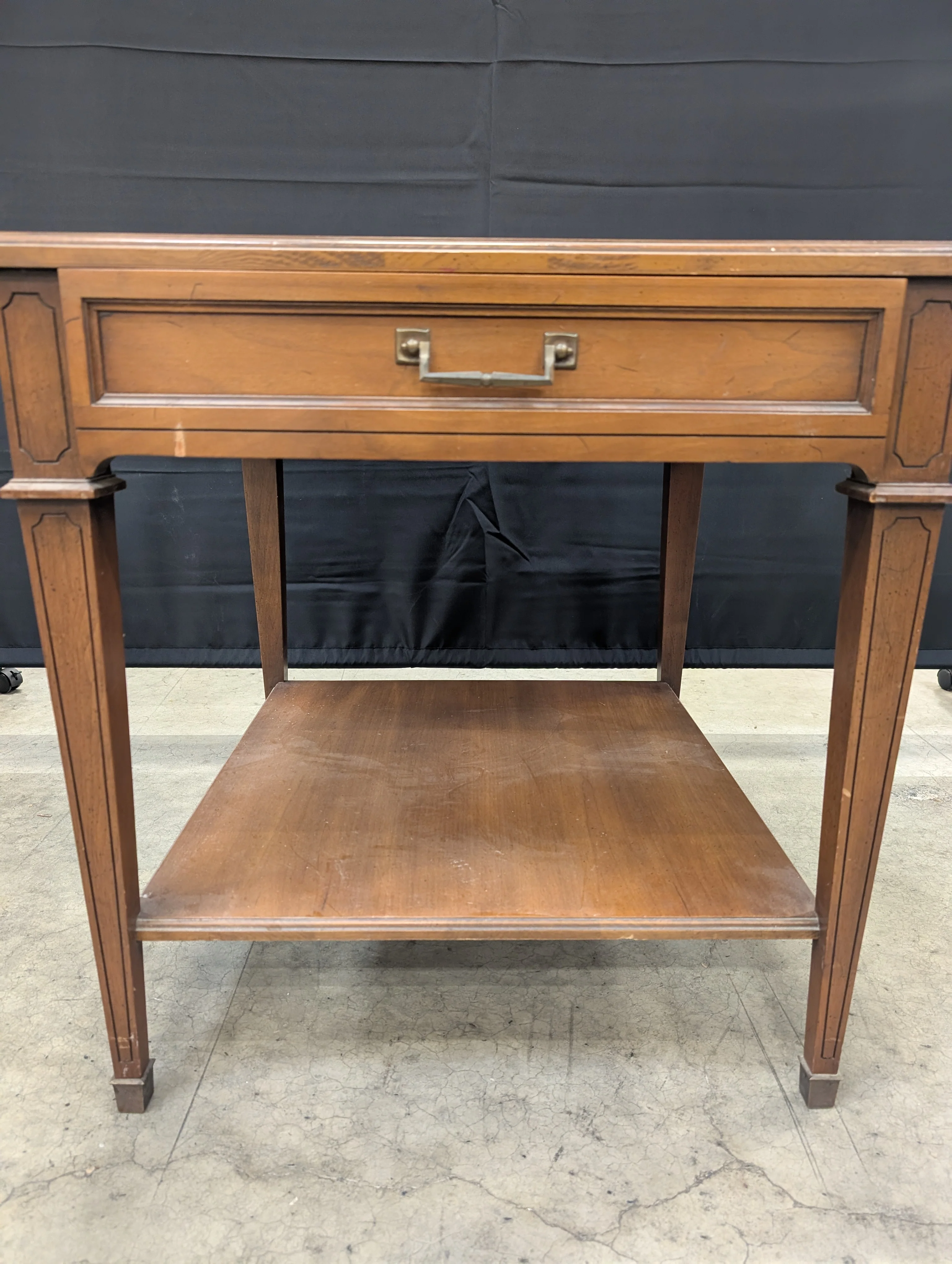 Heritage Stamped Hardwood Nightstand with Lower Shelf - Image 4