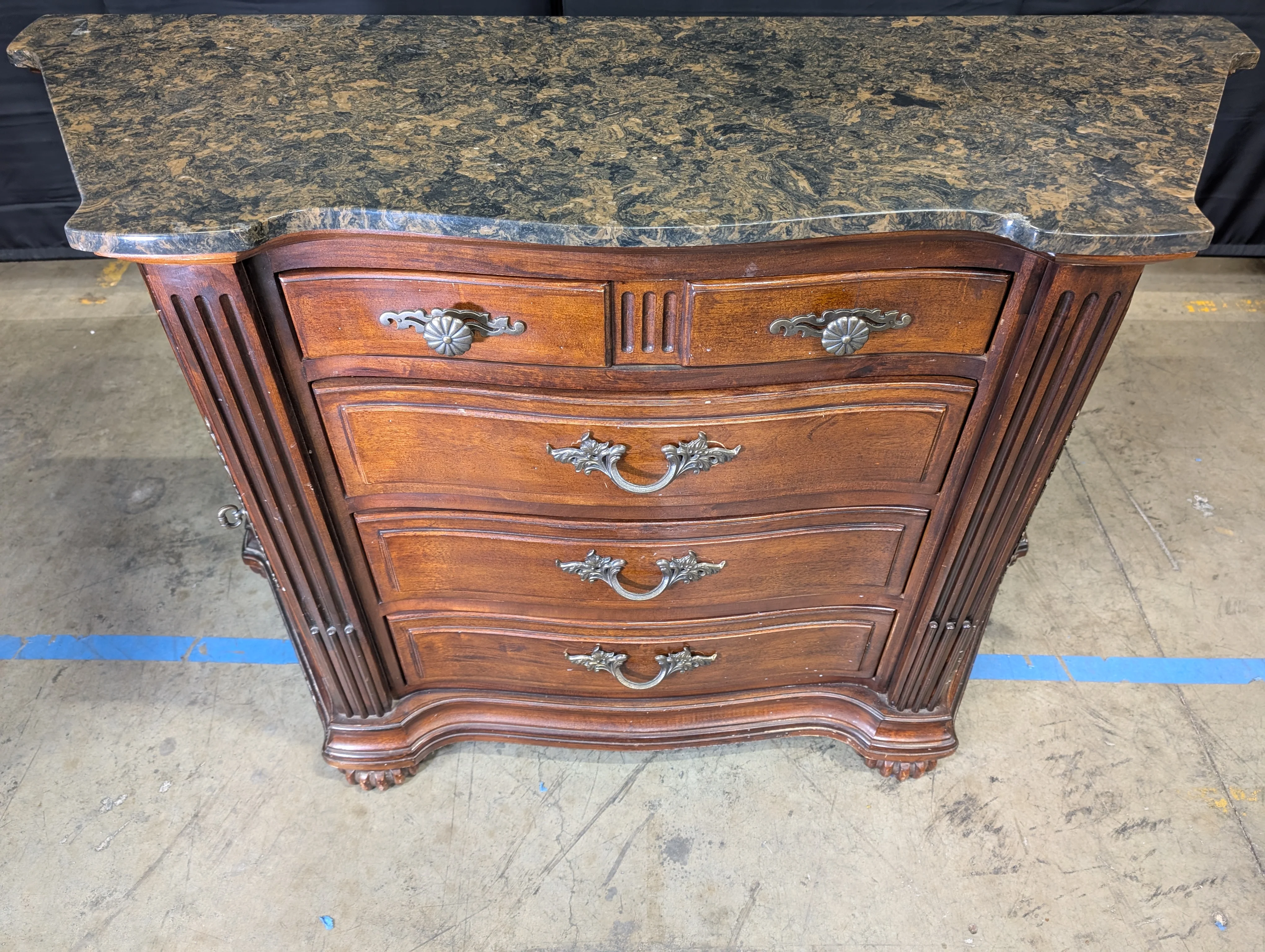 Traditional Cherry Stained Wood Dresser with Ornate Hardware - Image 3