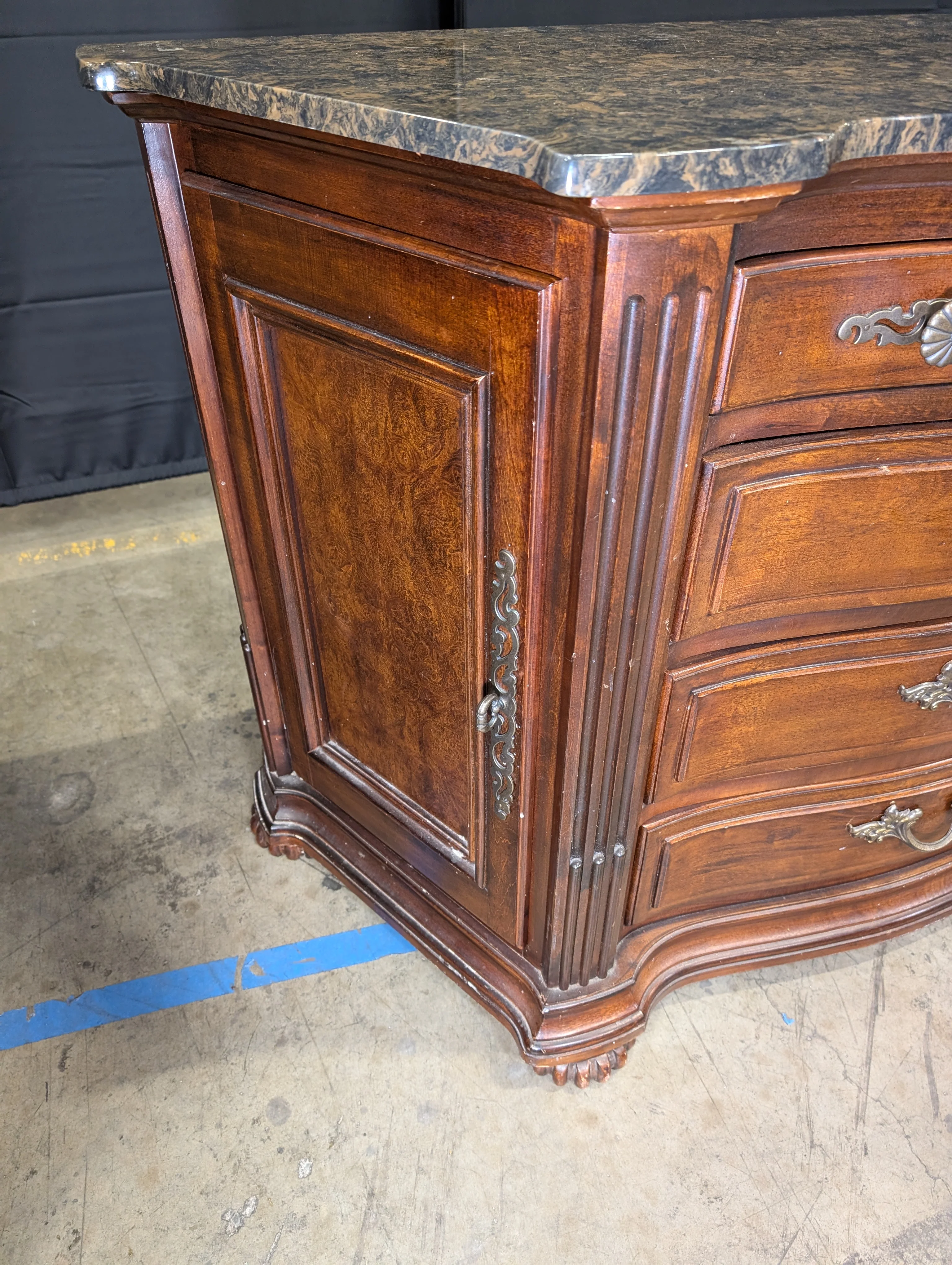 Traditional Cherry Stained Wood Dresser with Ornate Hardware - Image 4