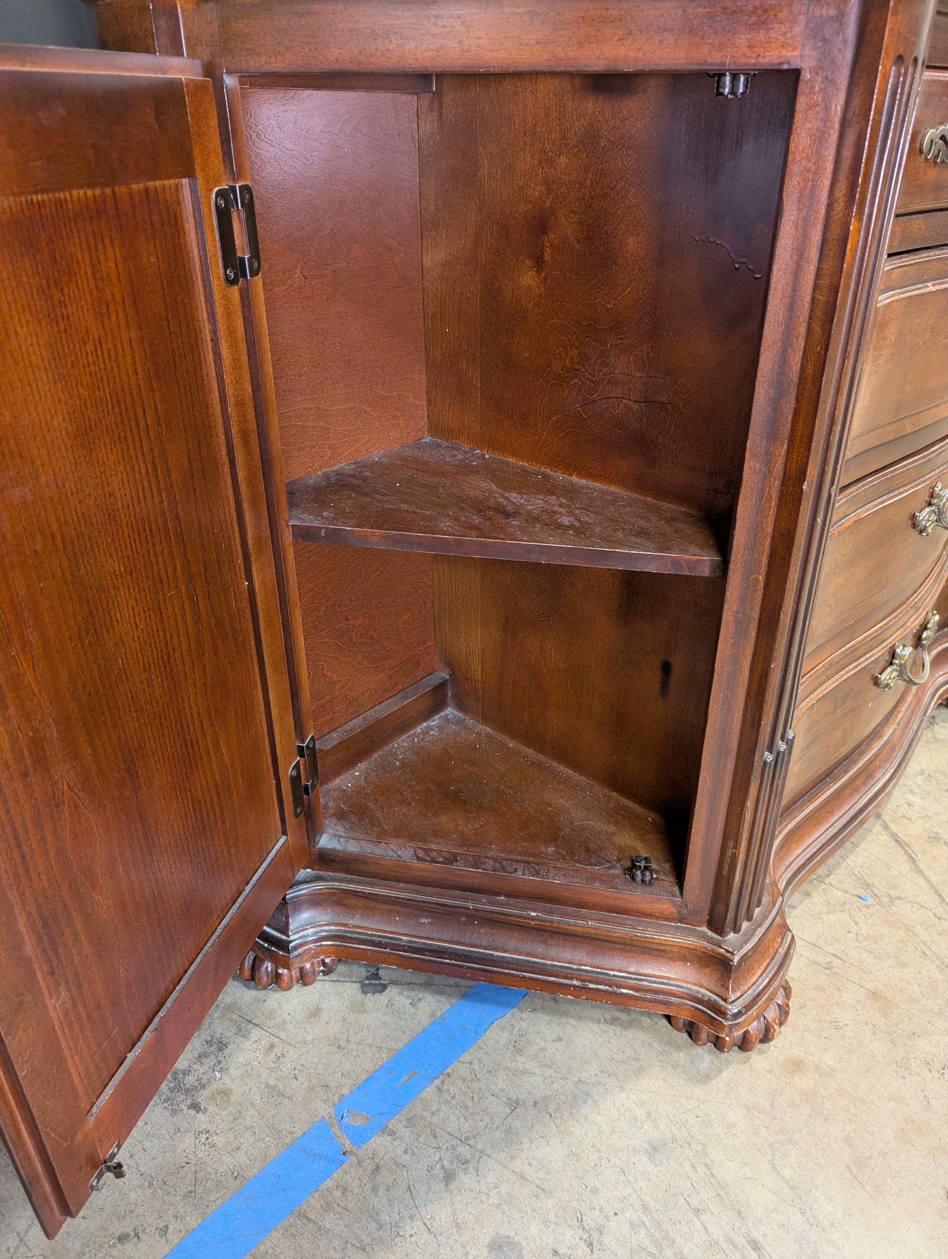Traditional Cherry Stained Wood Dresser with Ornate Hardware - Image 5