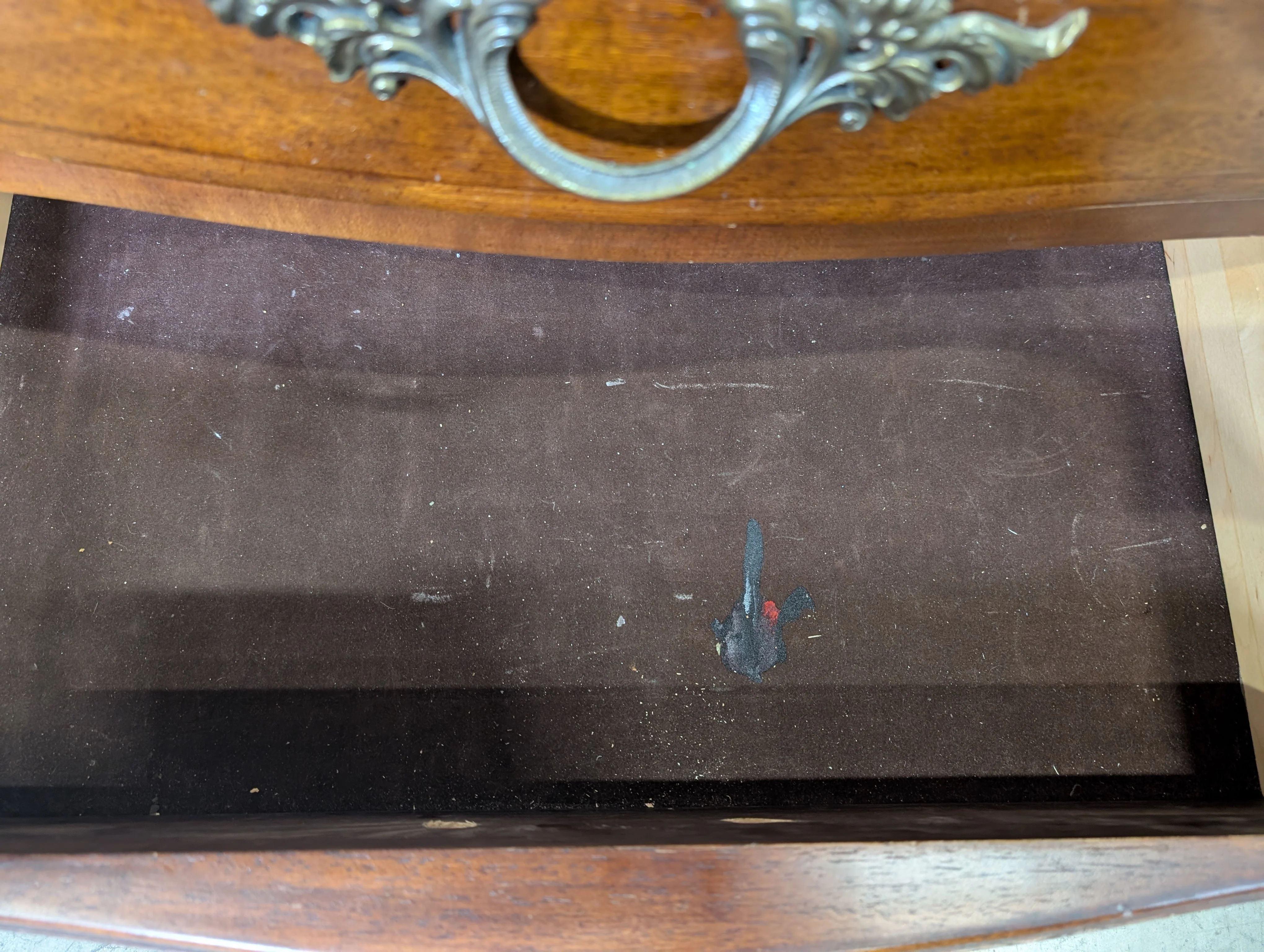 Traditional Cherry Stained Wood Dresser with Ornate Hardware - Image 8
