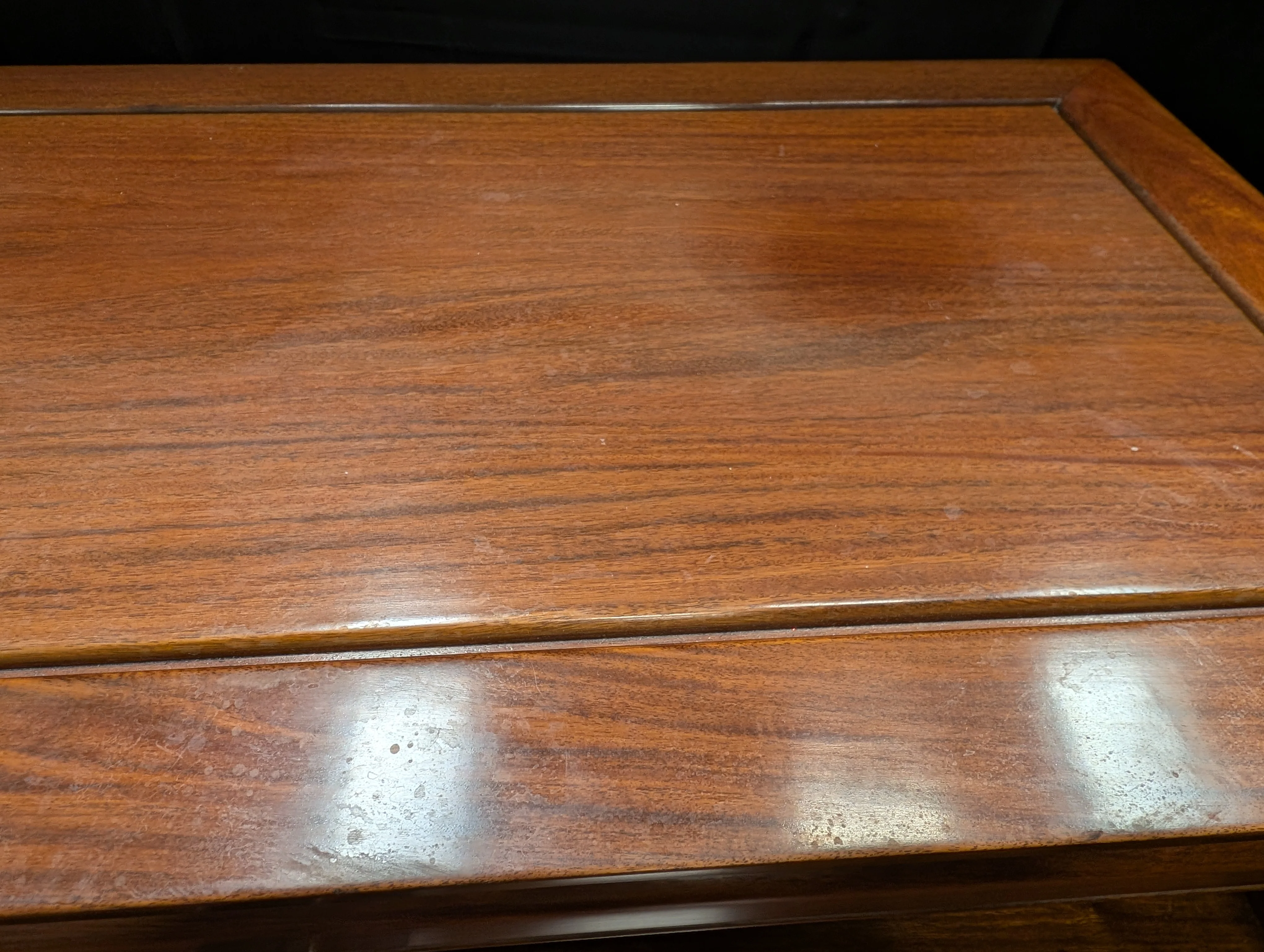 Rich Toned Wooden Sideboard with Carved Accents - Image 9