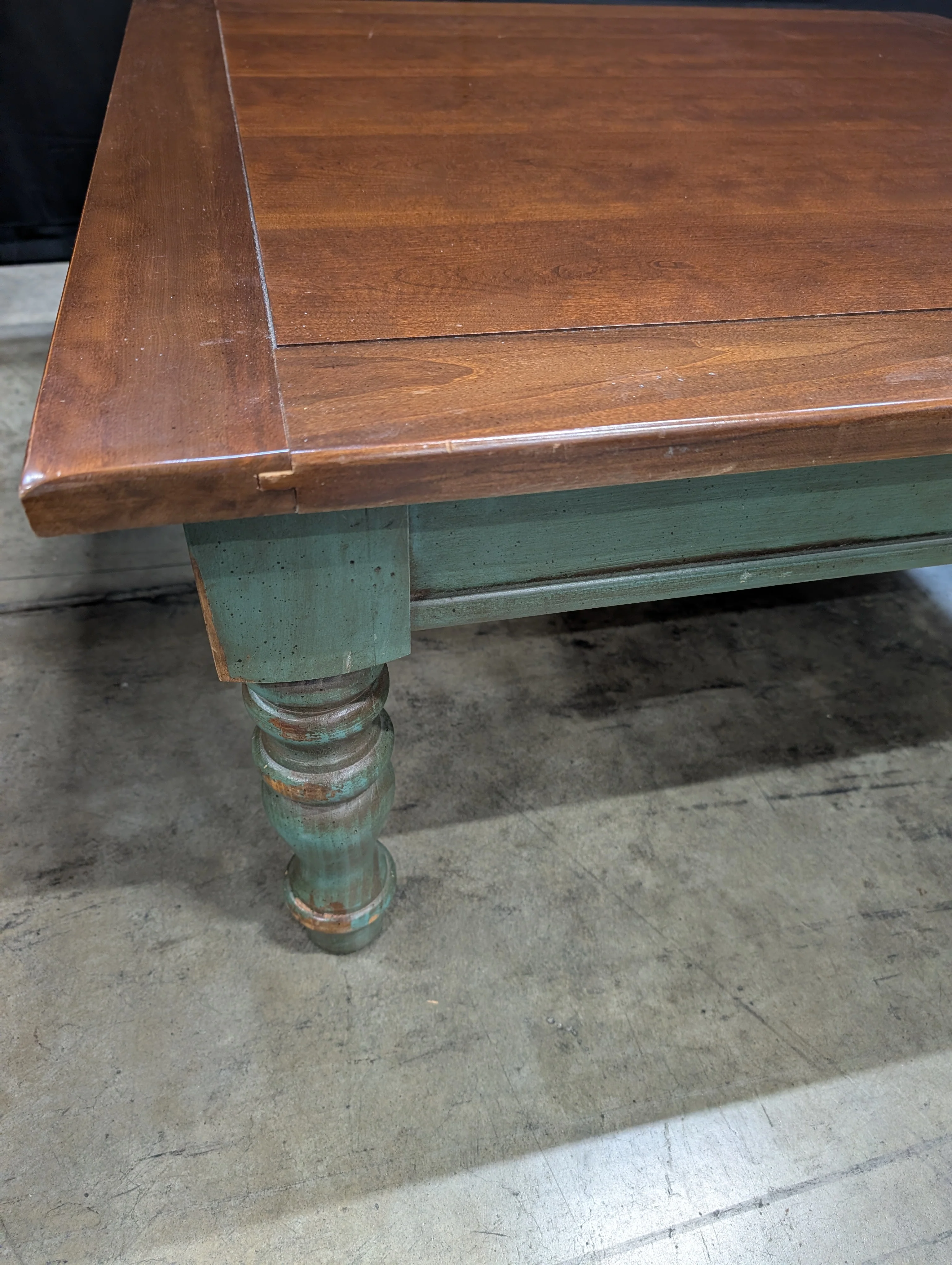 Green Two-Tone Square Wood Coffee Table - Image 3