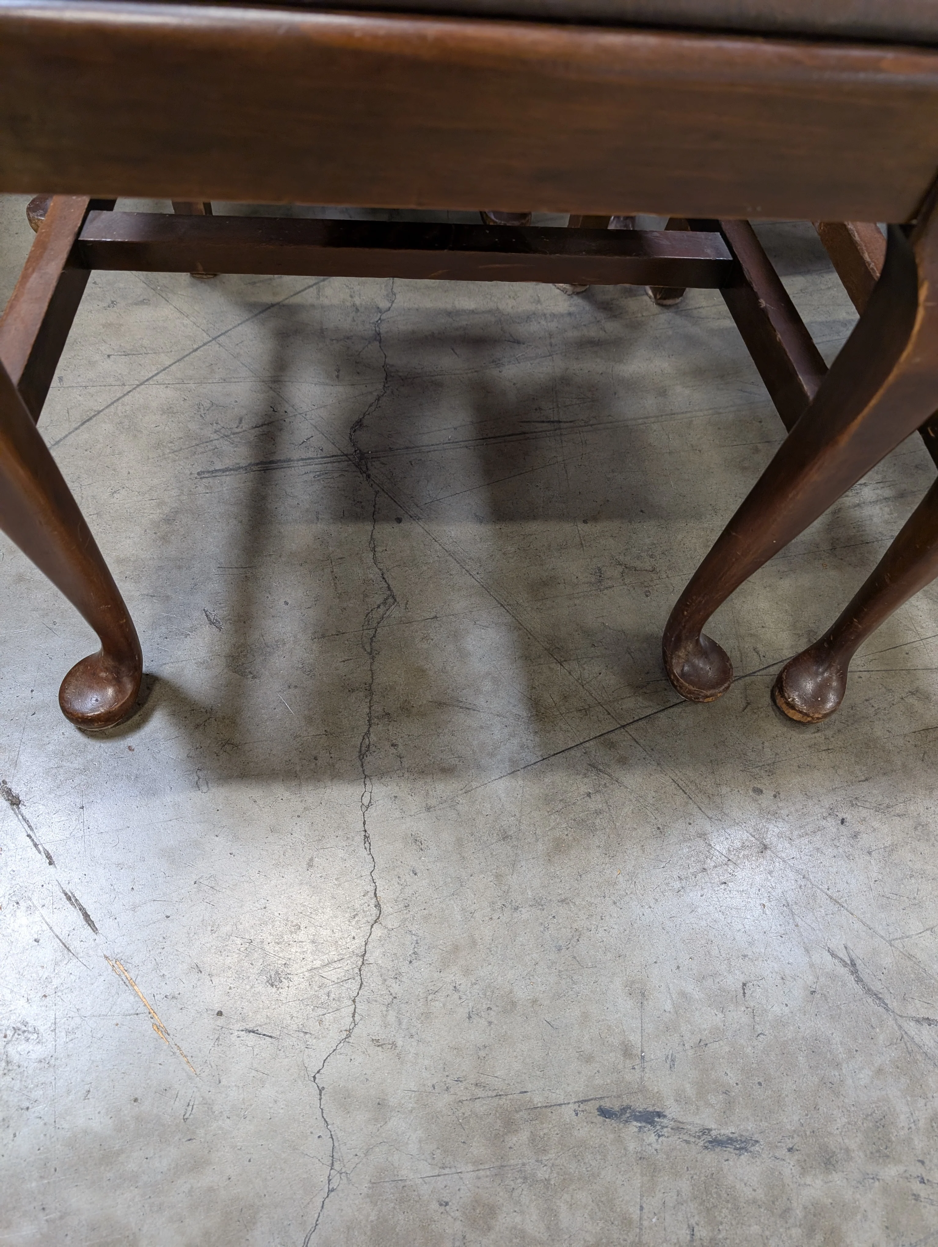 Antique Dark Wood Round Dining Table with six Dining Chairs - Image 15
