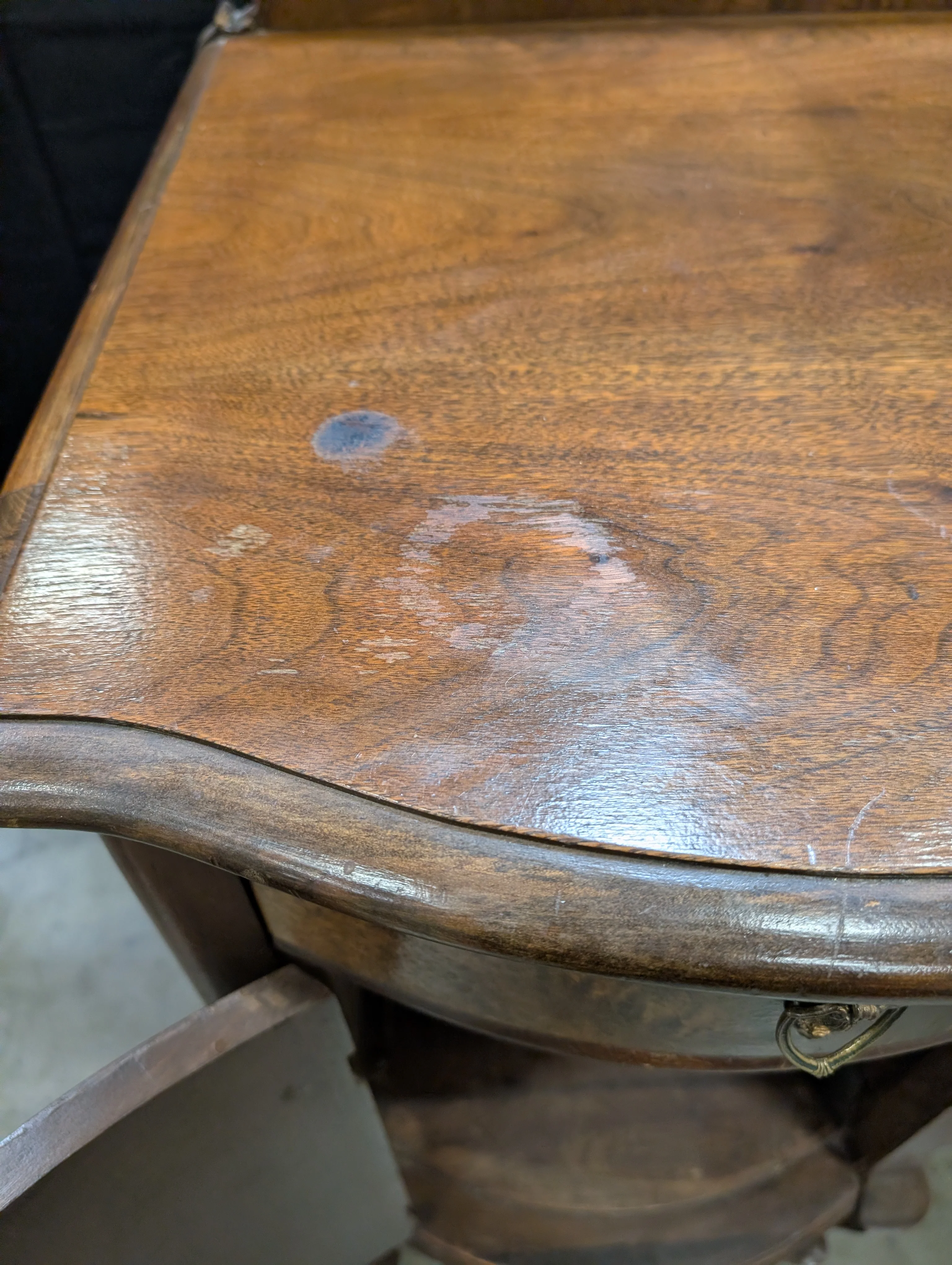 Vintage Dark Wood Sideboard with Curved Front and Cabriole Legs - Image 3