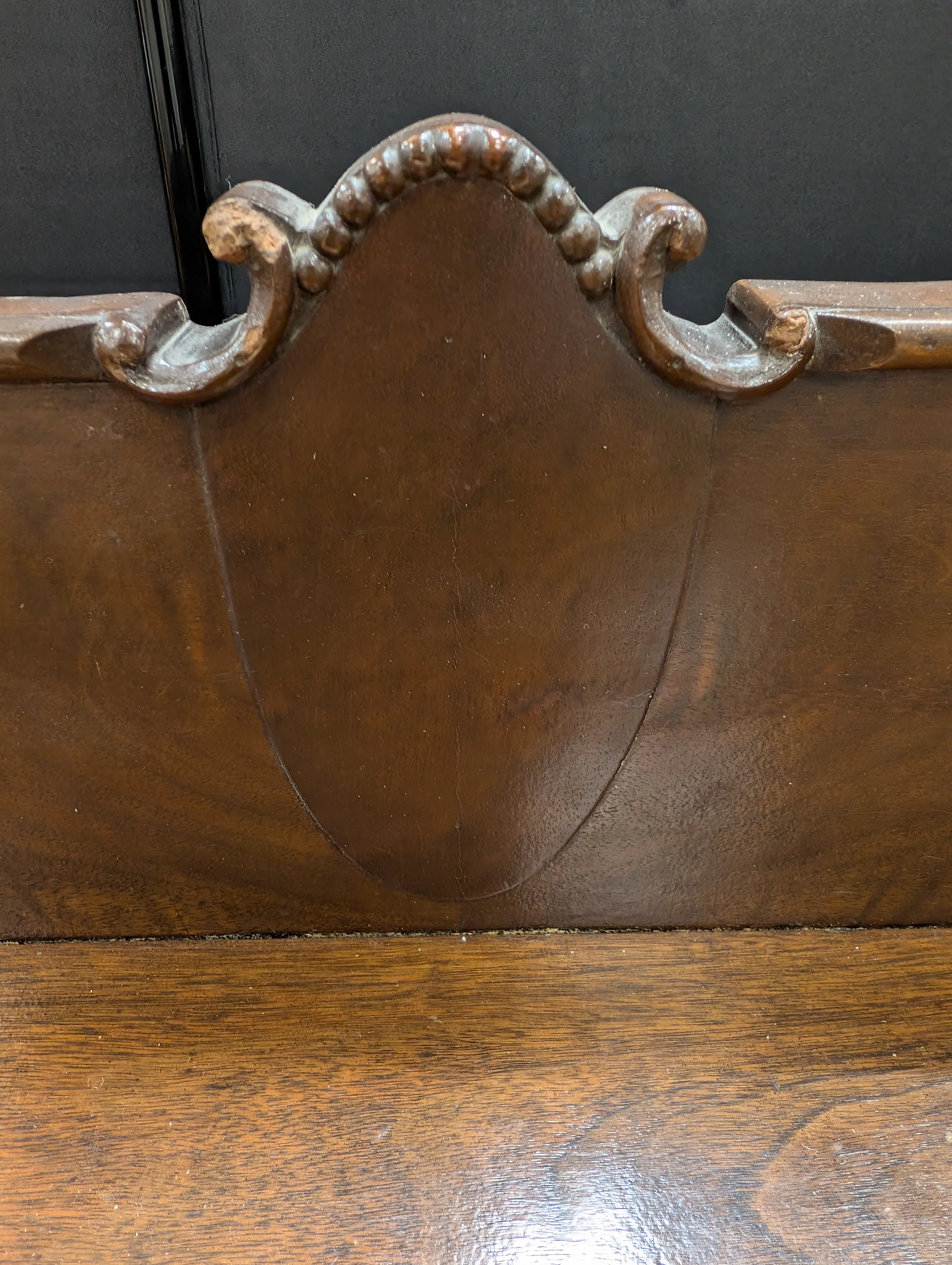 Vintage Dark Wood Sideboard with Curved Front and Cabriole Legs - Image 6