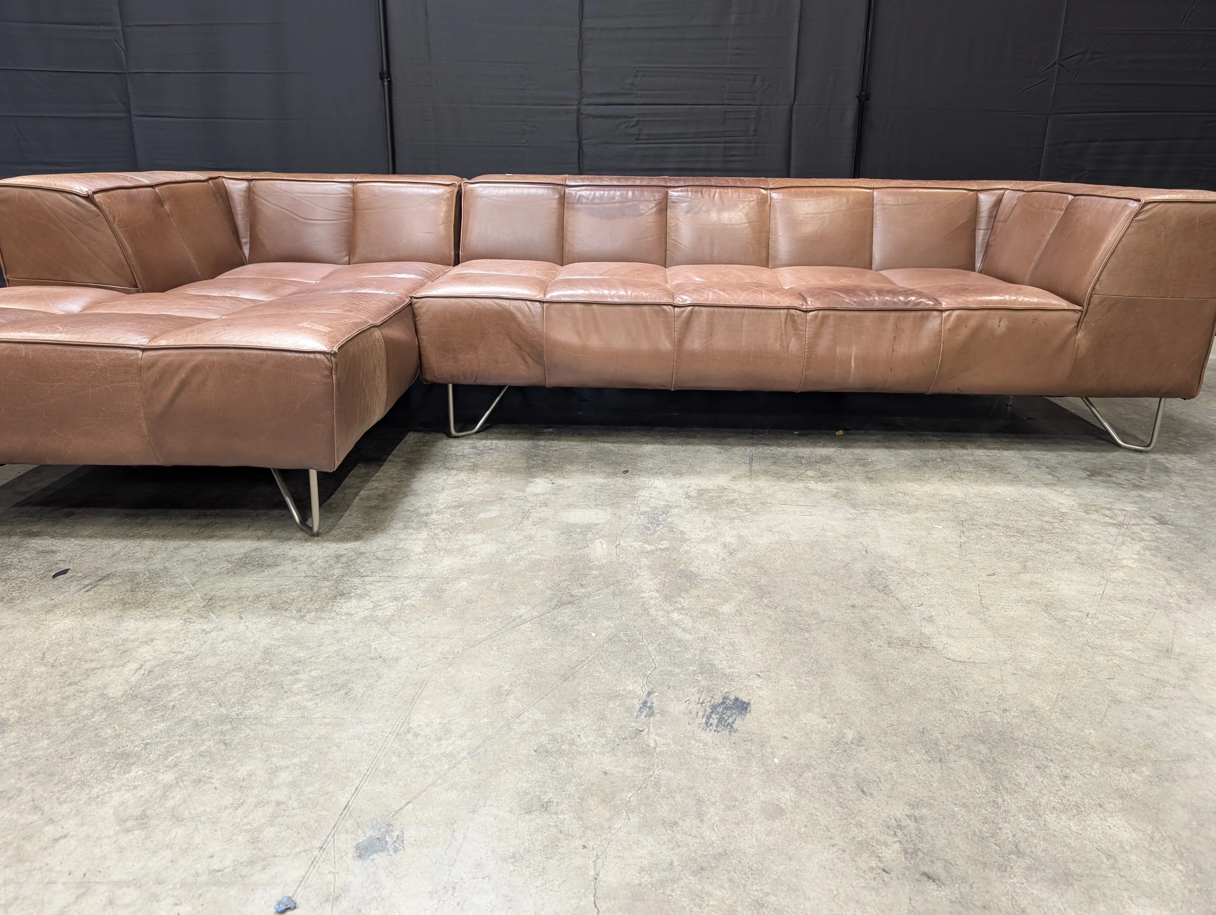BoConcept Brown Leather Sectional Sofa with Chaise - Image 14