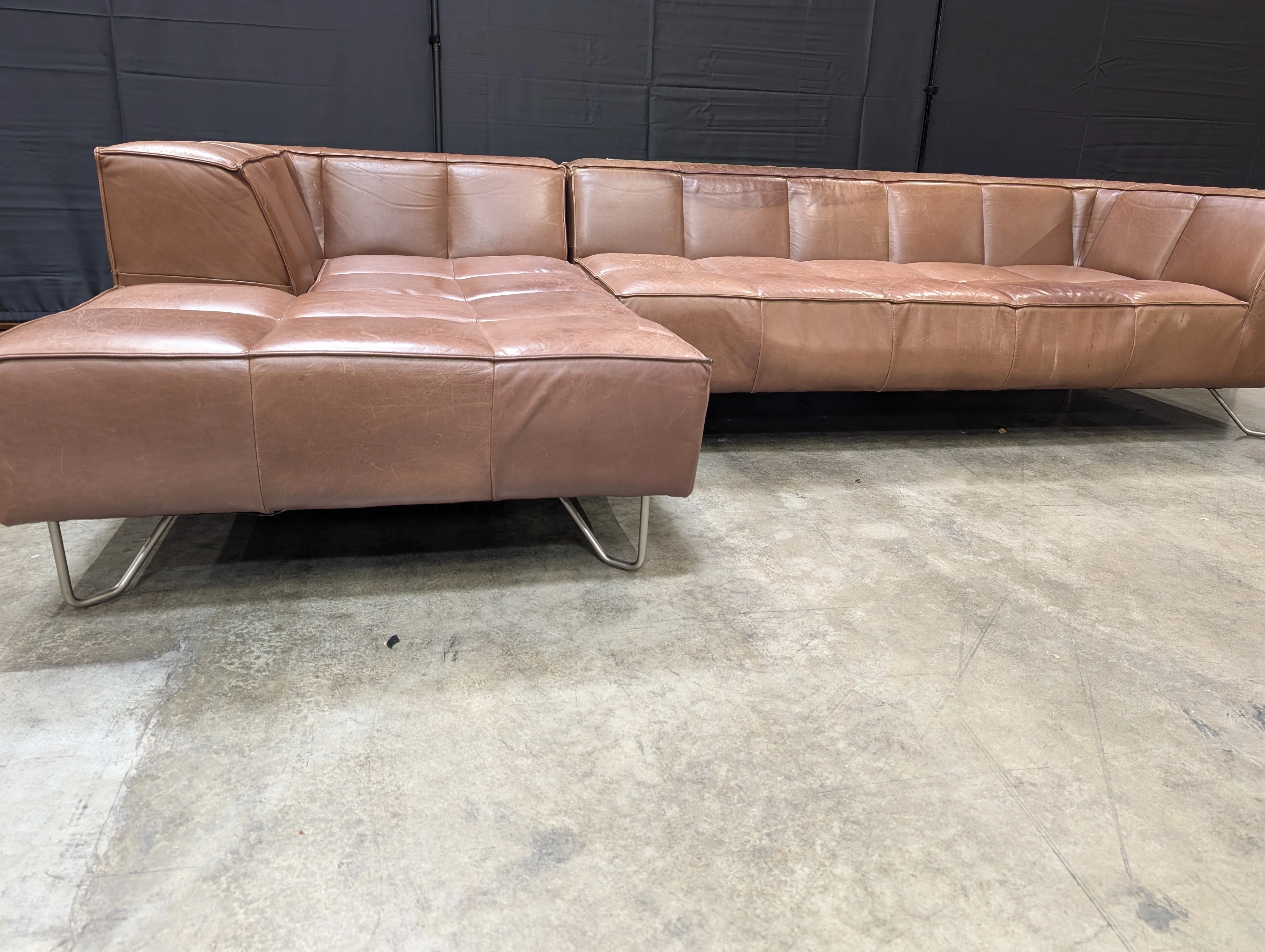 BoConcept Brown Leather Sectional Sofa with Chaise - Image 15