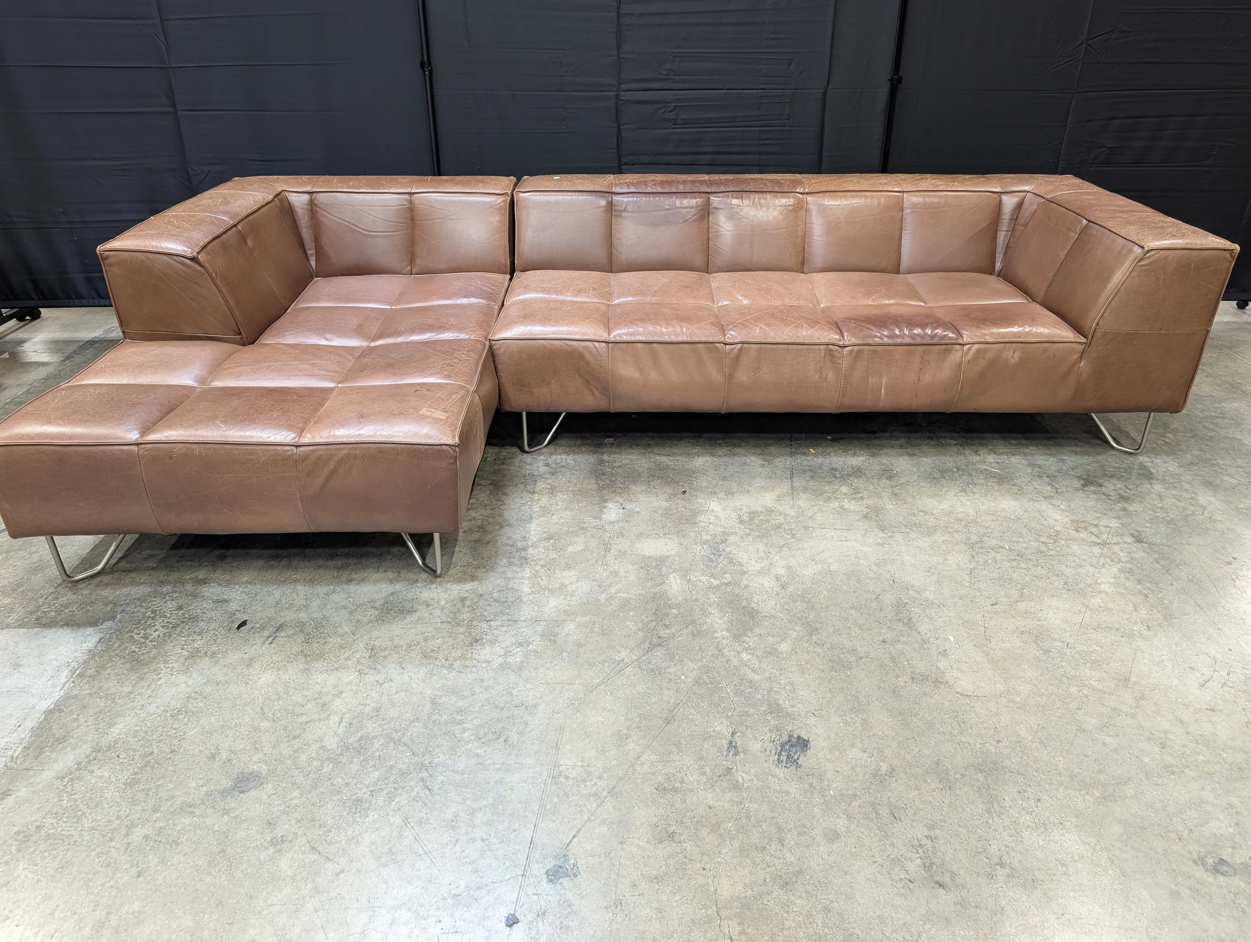 BoConcept Brown Leather Sectional Sofa with Chaise - Image 2