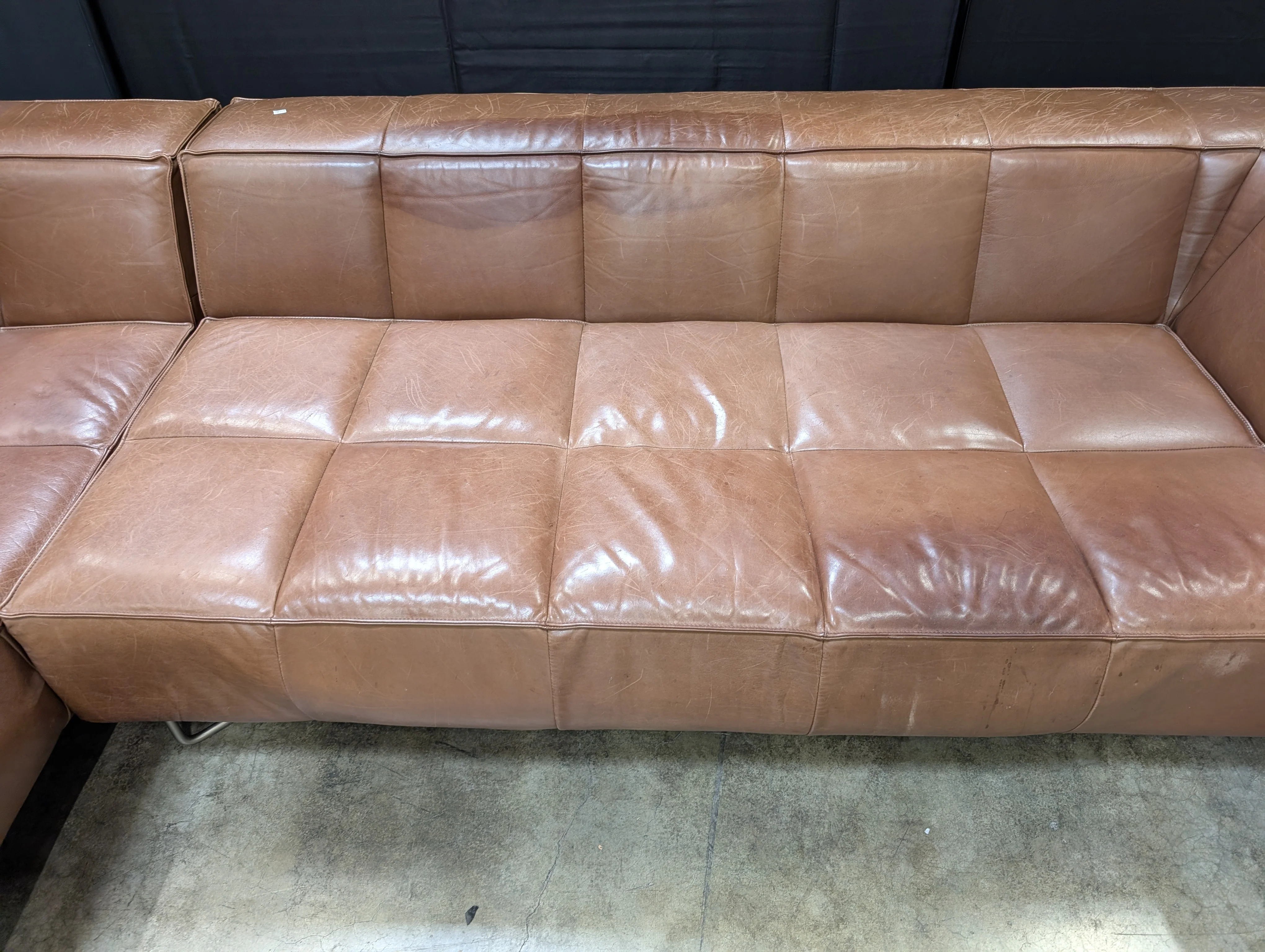BoConcept Brown Leather Sectional Sofa with Chaise - Image 3