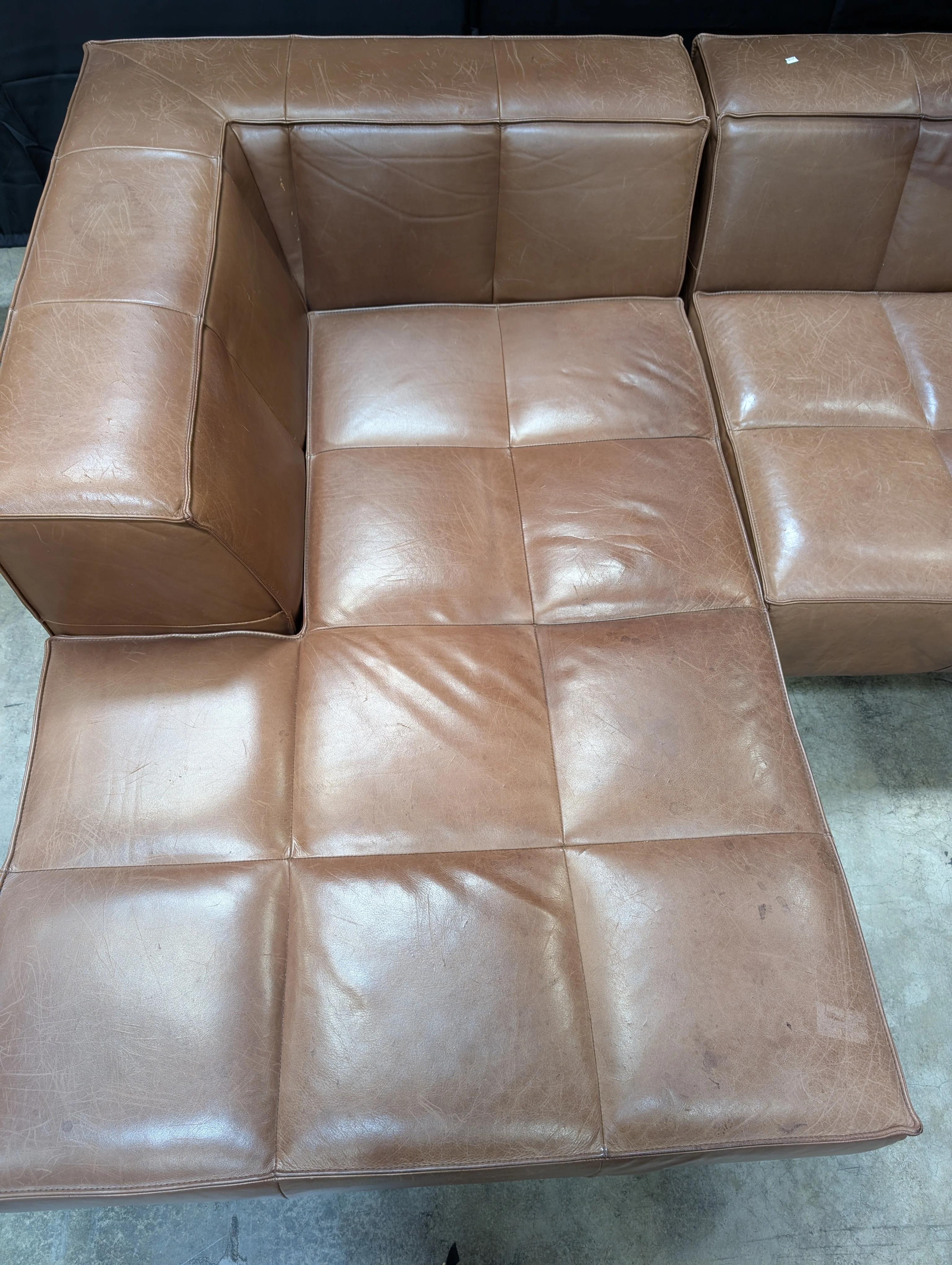 BoConcept Brown Leather Sectional Sofa with Chaise - Image 4