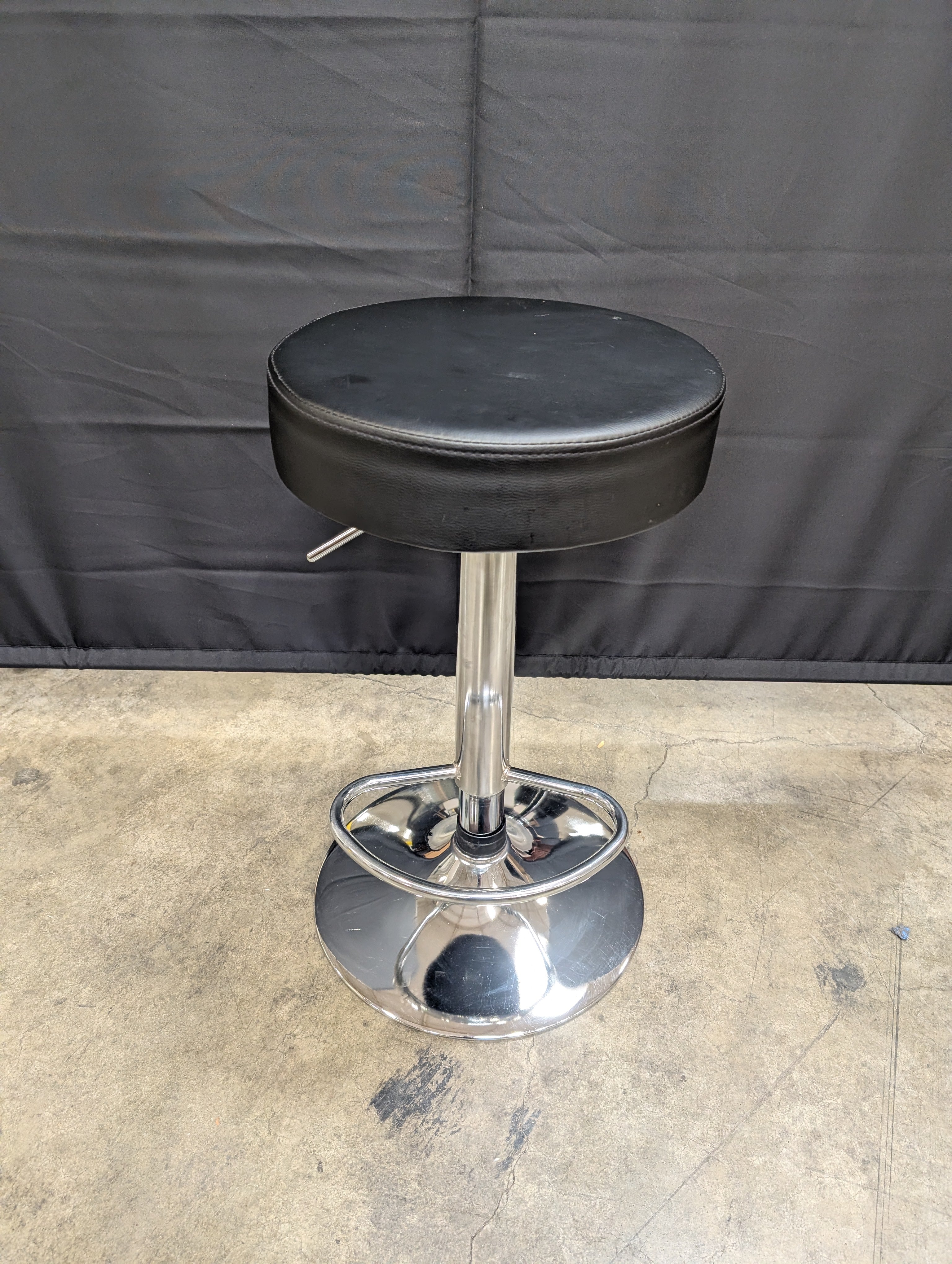 Modern Black Adjustable Bar Stools with Chrome Base - Image 2