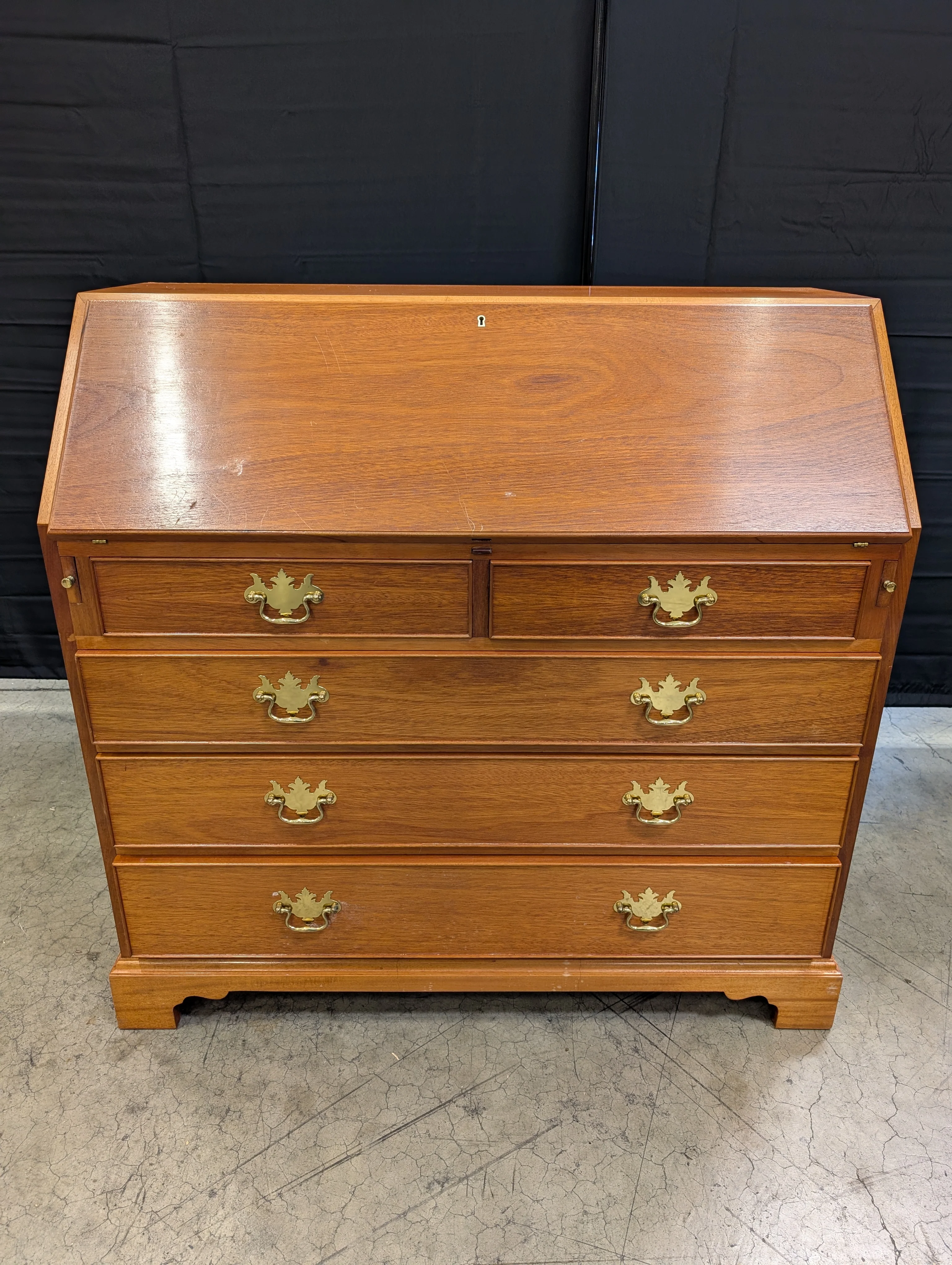 Classic Cherry-Stained Wood Slant-Front Secretary Desk - Image 2