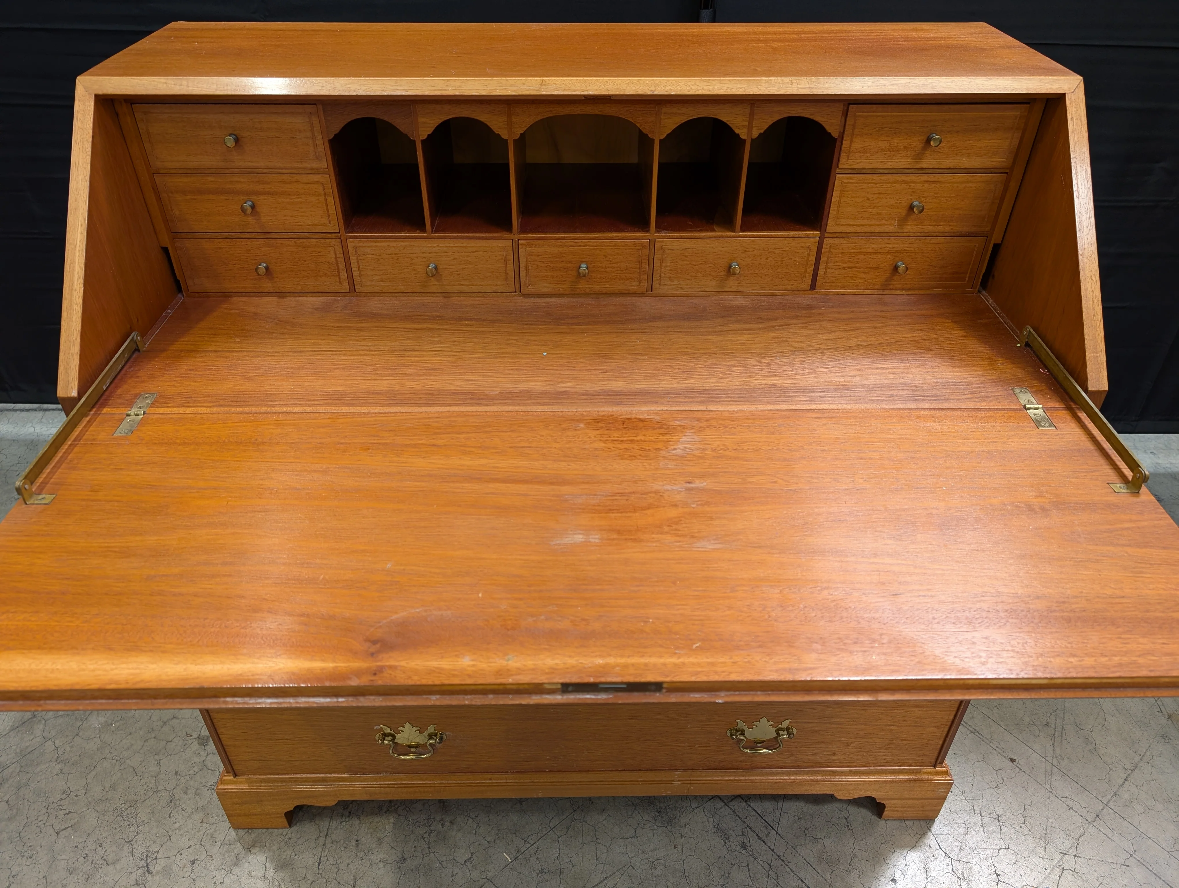 Classic Cherry-Stained Wood Slant-Front Secretary Desk - Image 3