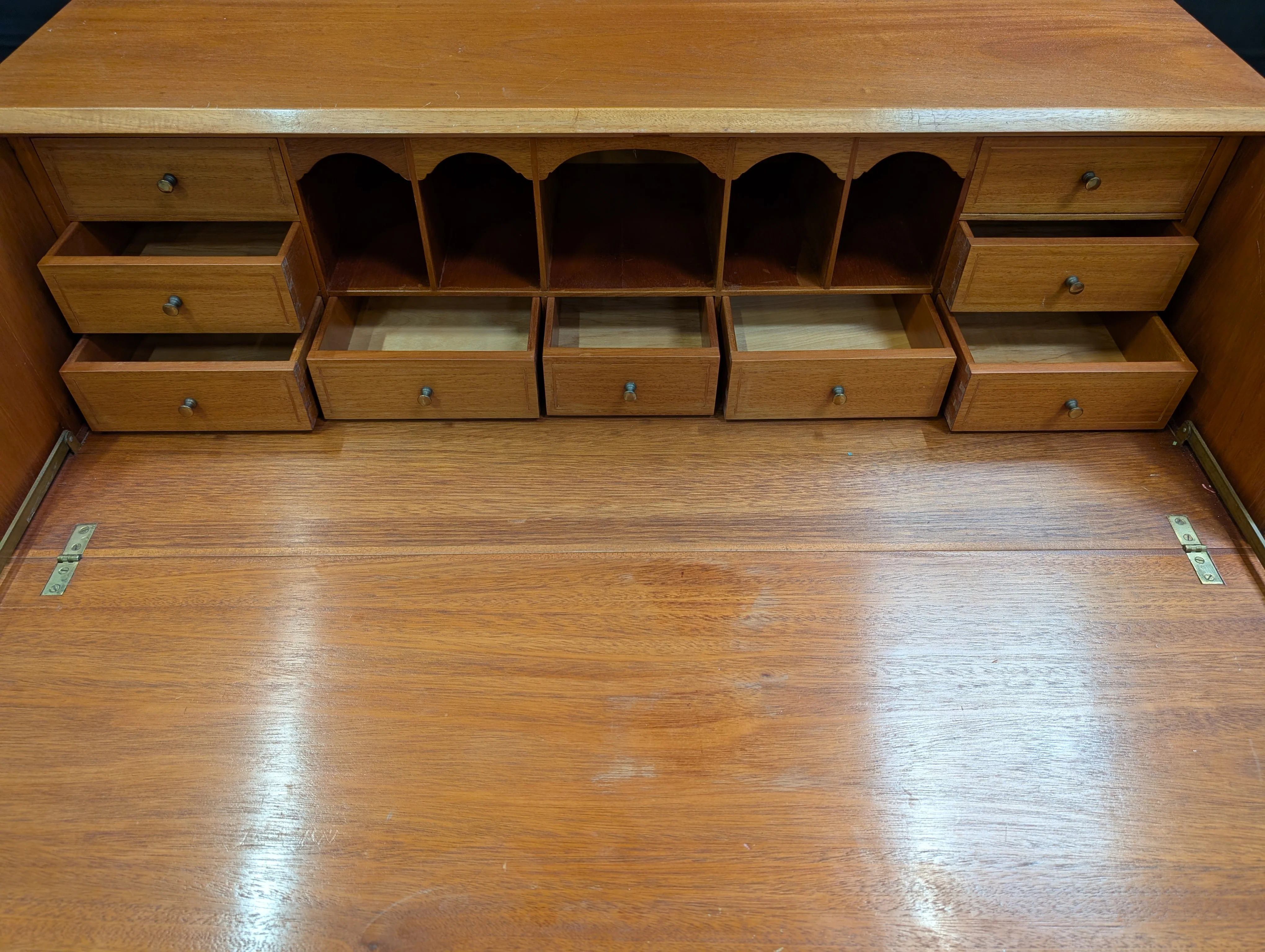 Classic Cherry-Stained Wood Slant-Front Secretary Desk - Image 4