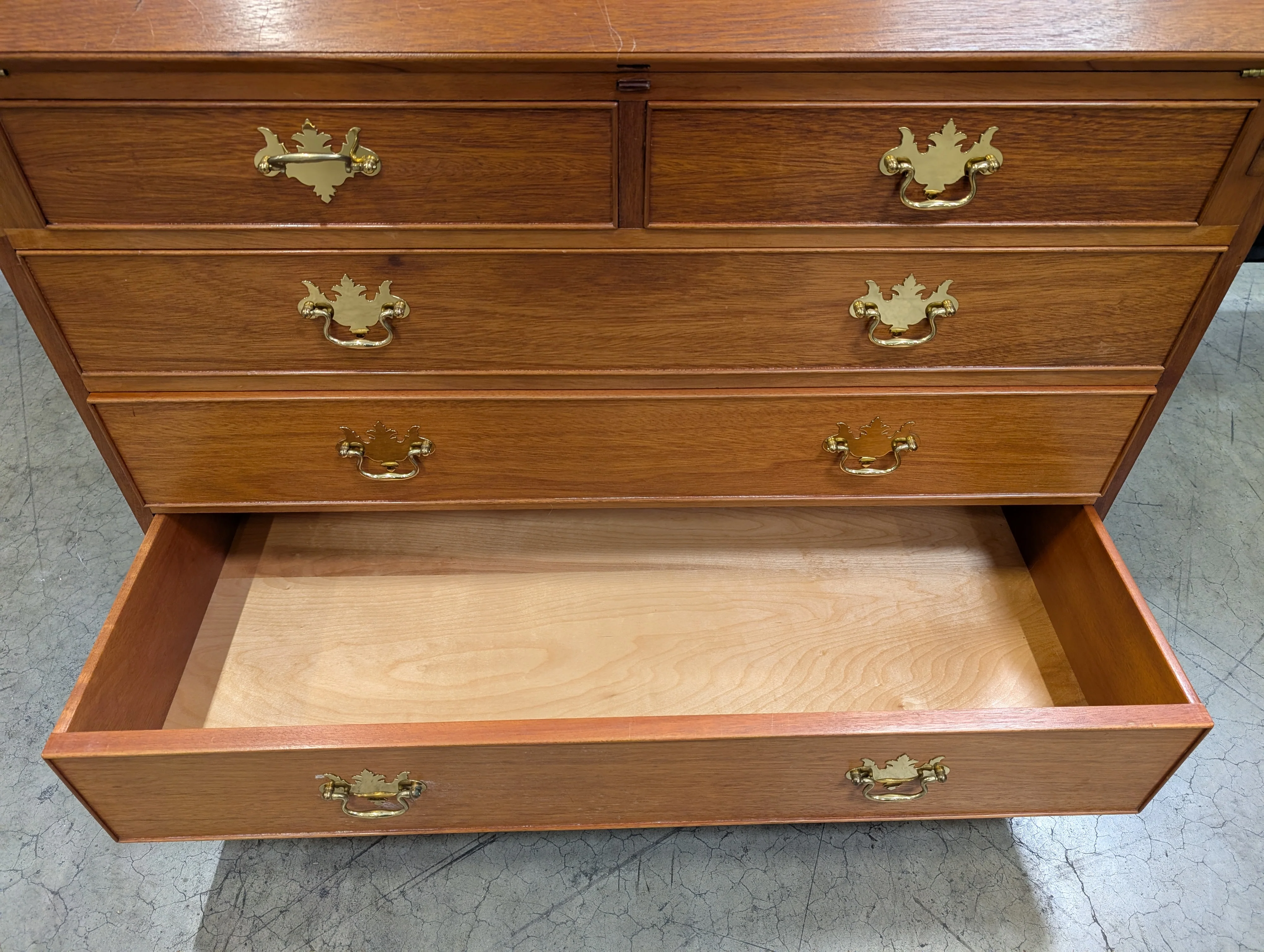 Classic Cherry-Stained Wood Slant-Front Secretary Desk - Image 5