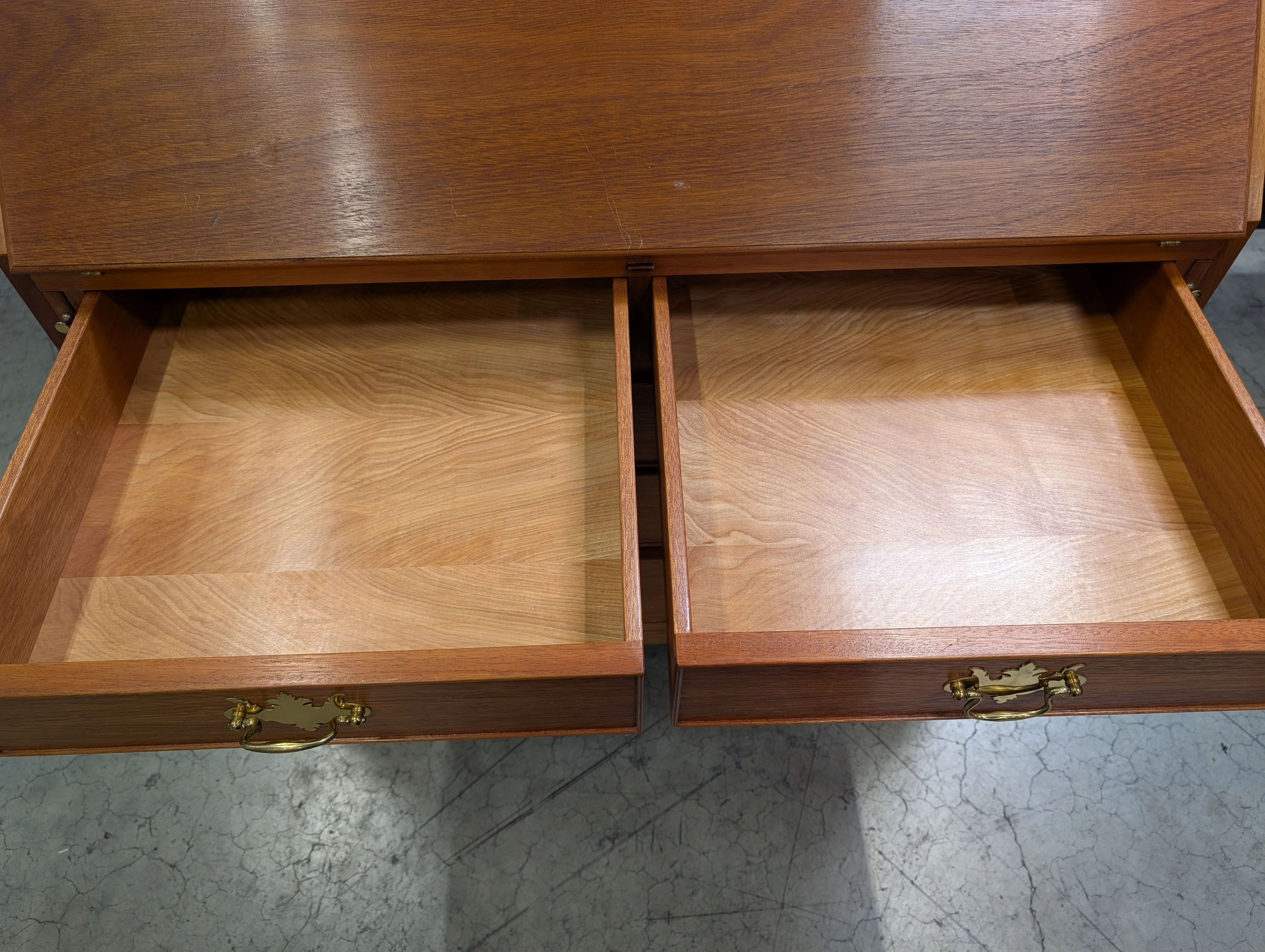 Classic Cherry-Stained Wood Slant-Front Secretary Desk - Image 6
