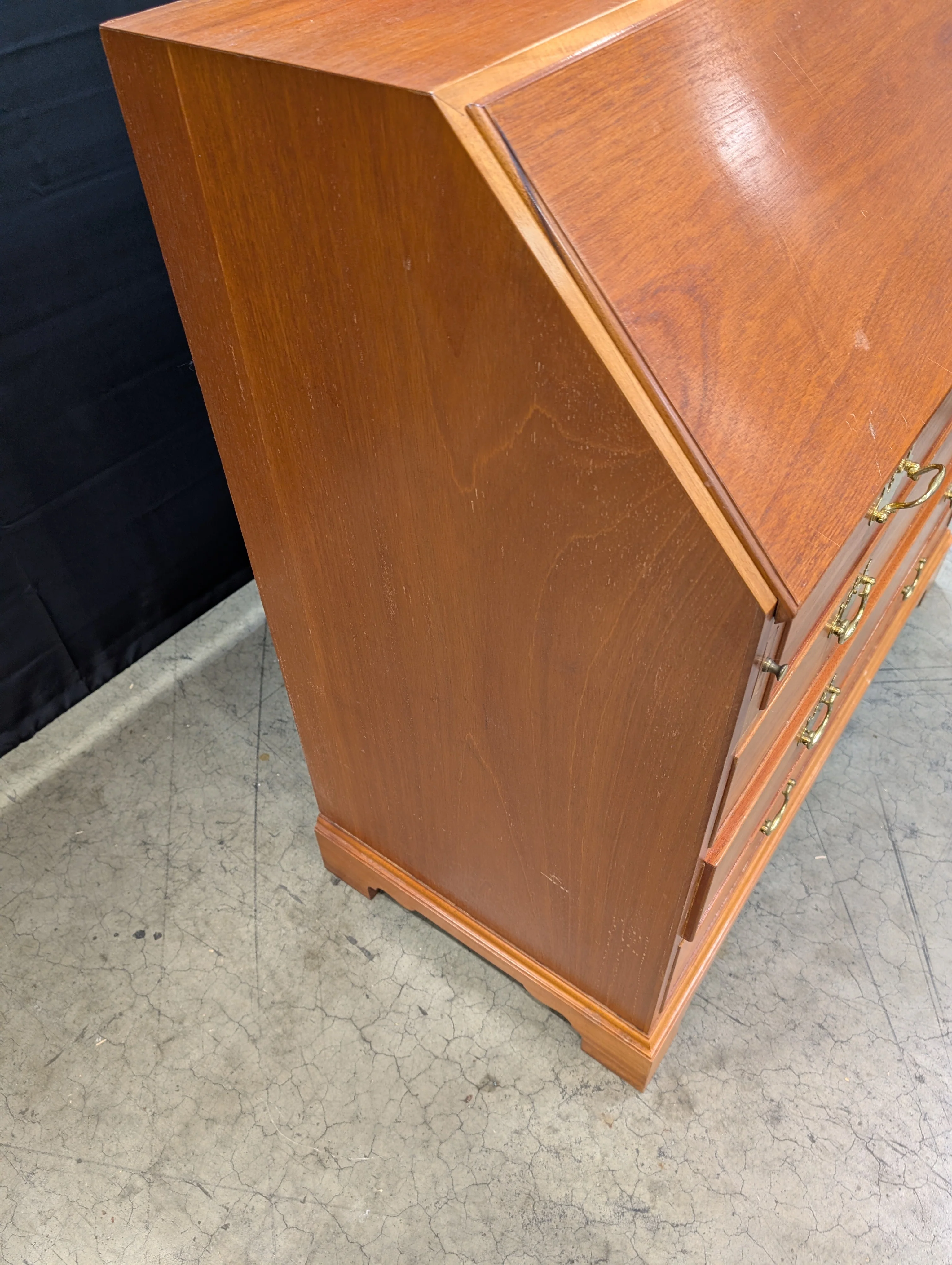 Classic Cherry-Stained Wood Slant-Front Secretary Desk - Image 7
