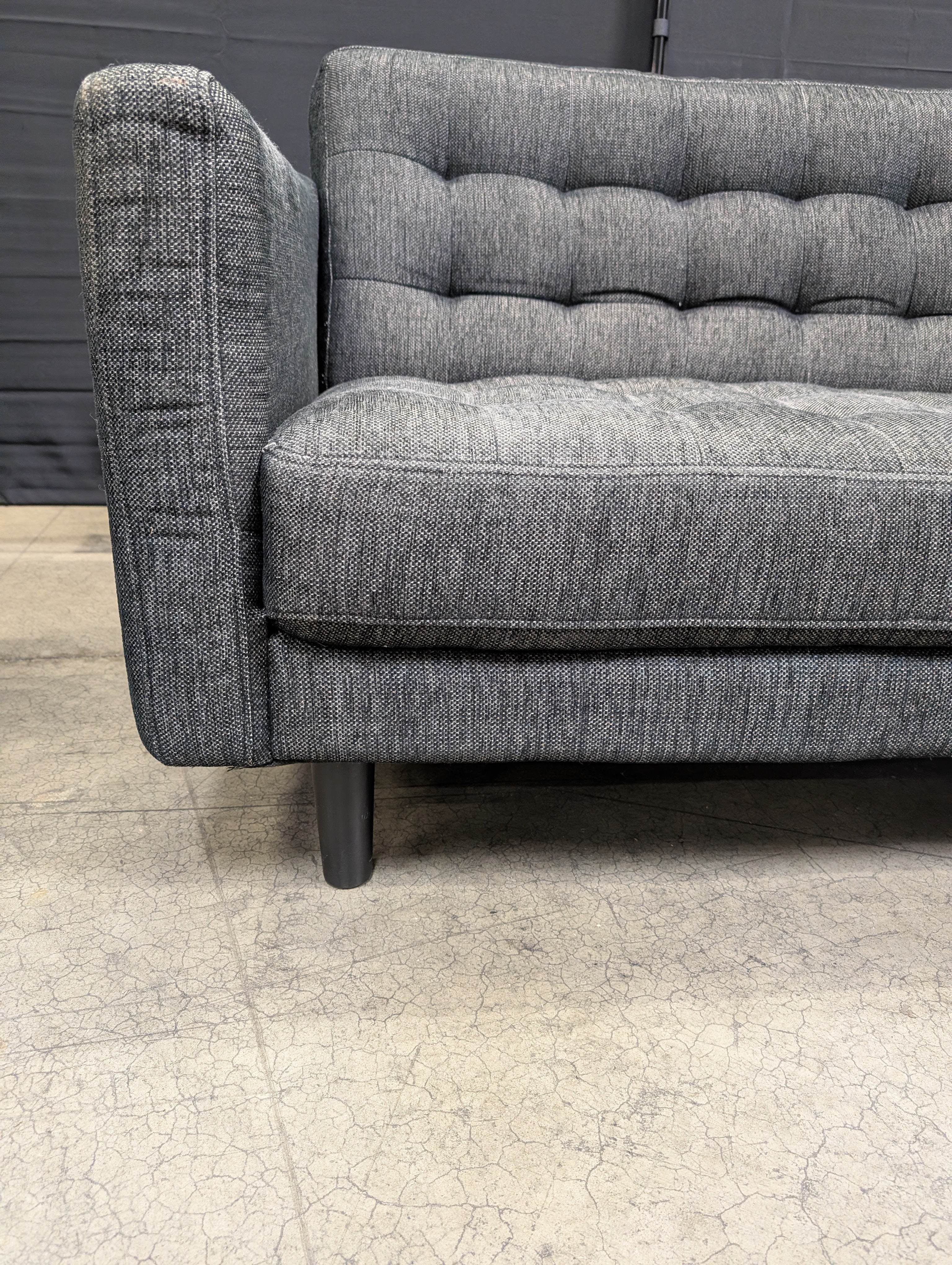 Used Dark Grey Tufted Fabric Loveseat Sofa - Image 3