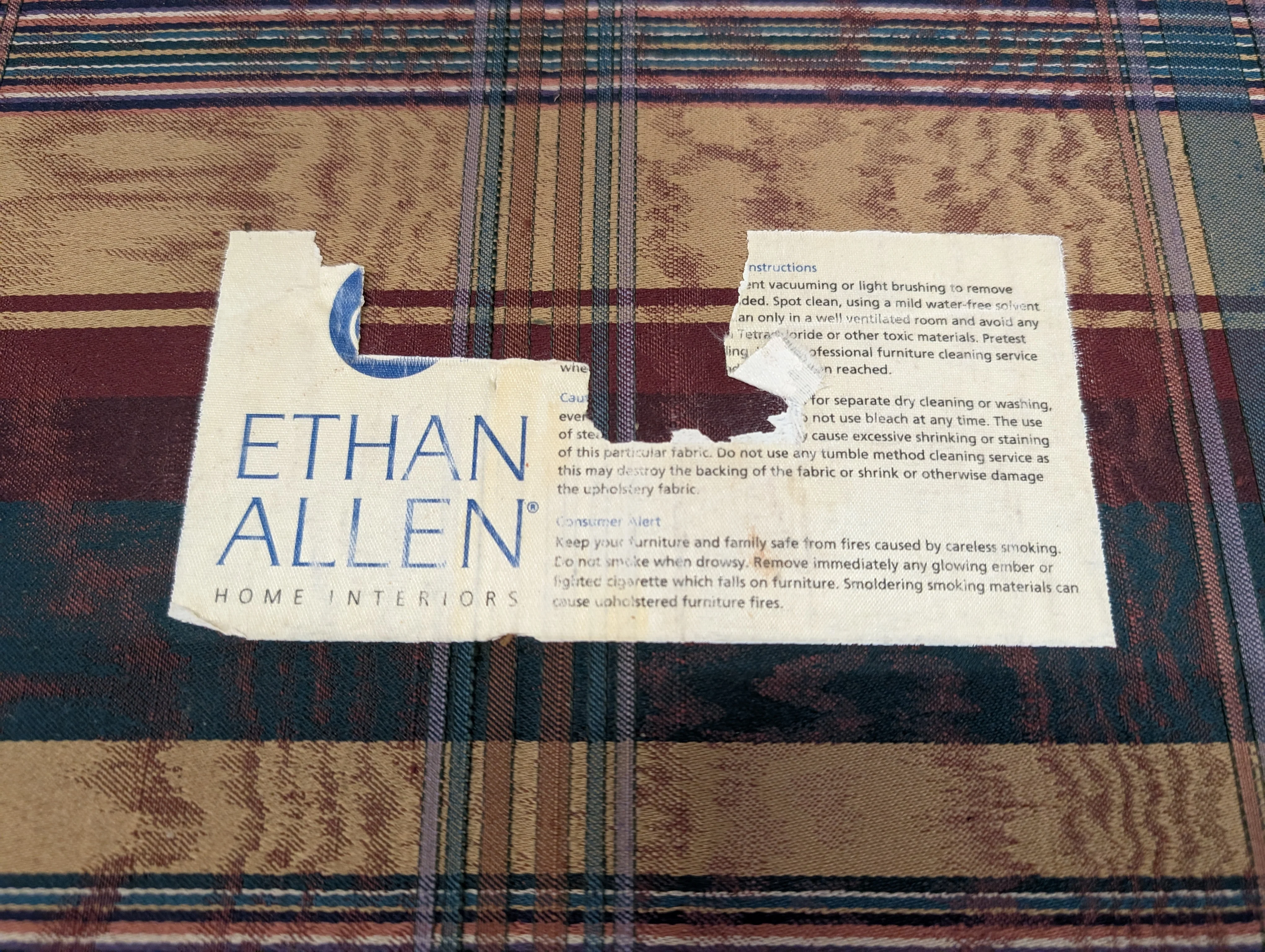 Ethan Allen Plaid Loveseat - Image 3