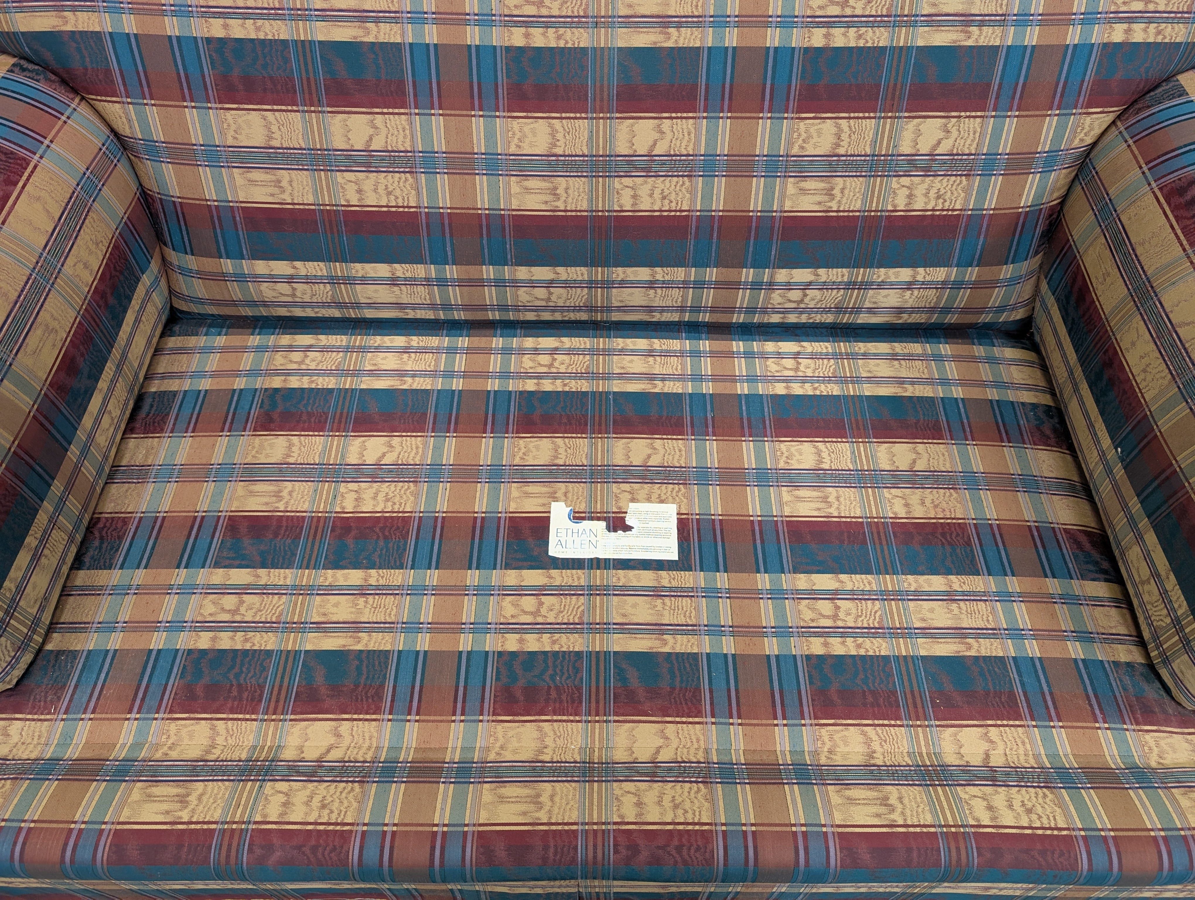 Ethan Allen Plaid Loveseat - Image 4