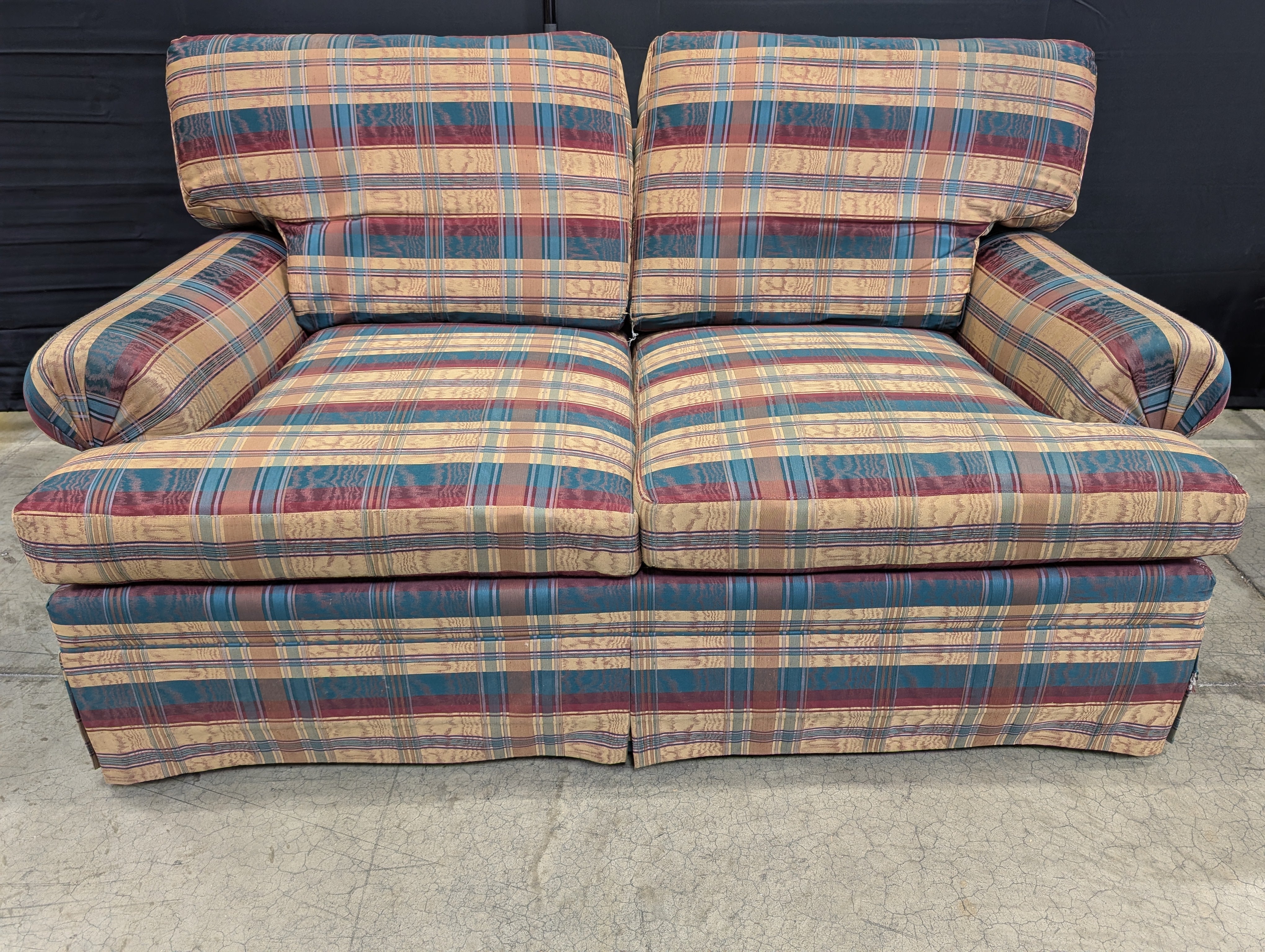 Ethan Allen Plaid Loveseat - Image 5