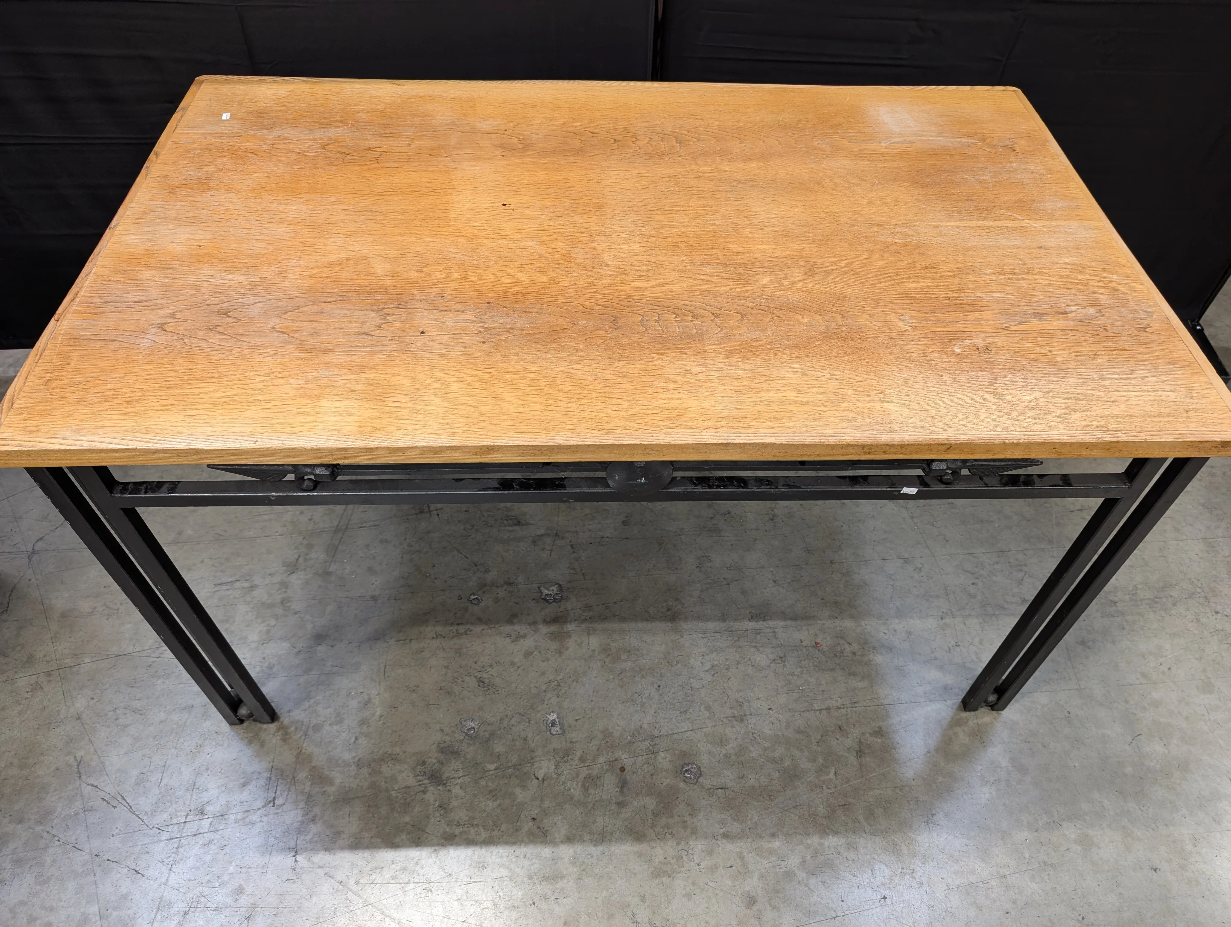 Rectangular Wood Top Table with Black Metal Frame *NOT ATTACHED* - Image 2