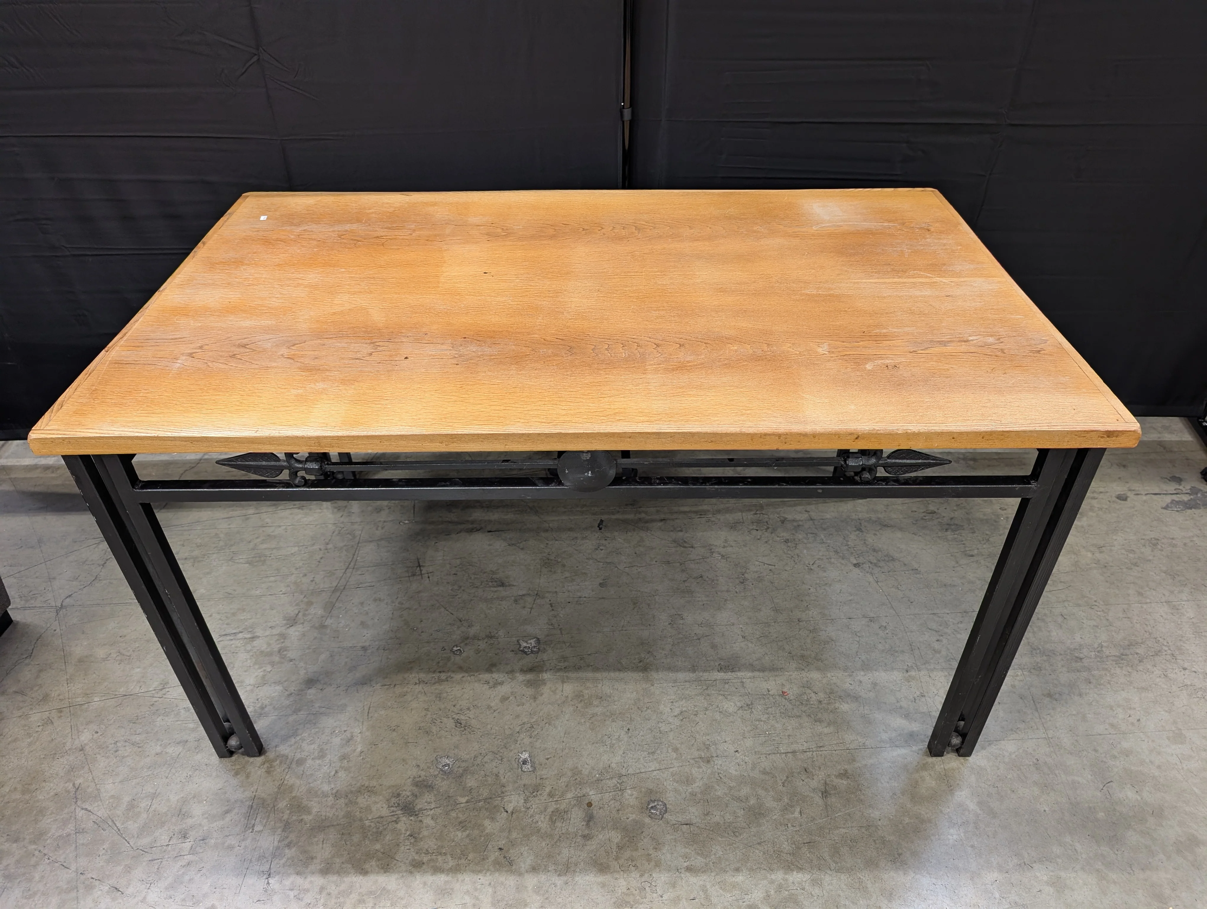 Rectangular Wood Top Table with Black Metal Frame *NOT ATTACHED* - Image 3
