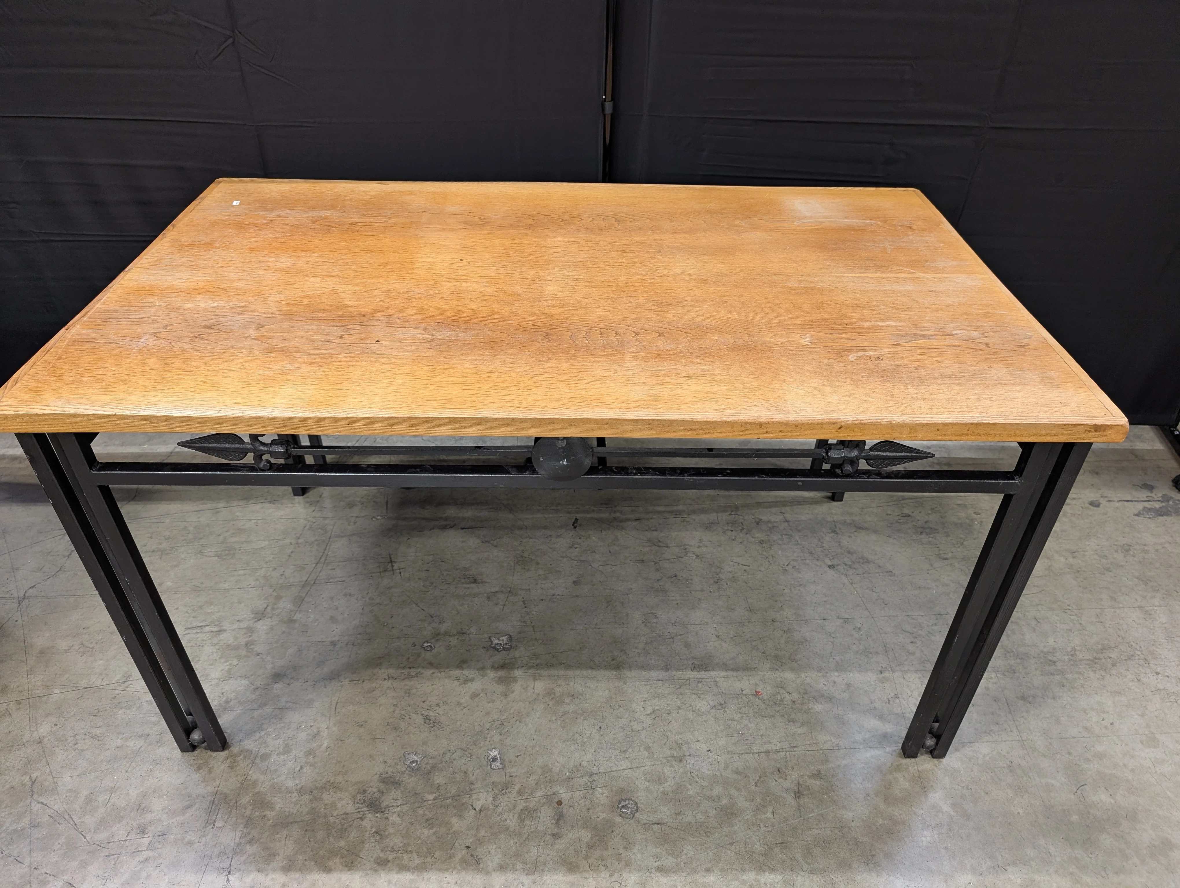 Rectangular Wood Top Table with Black Metal Frame *NOT ATTACHED* - Image 4