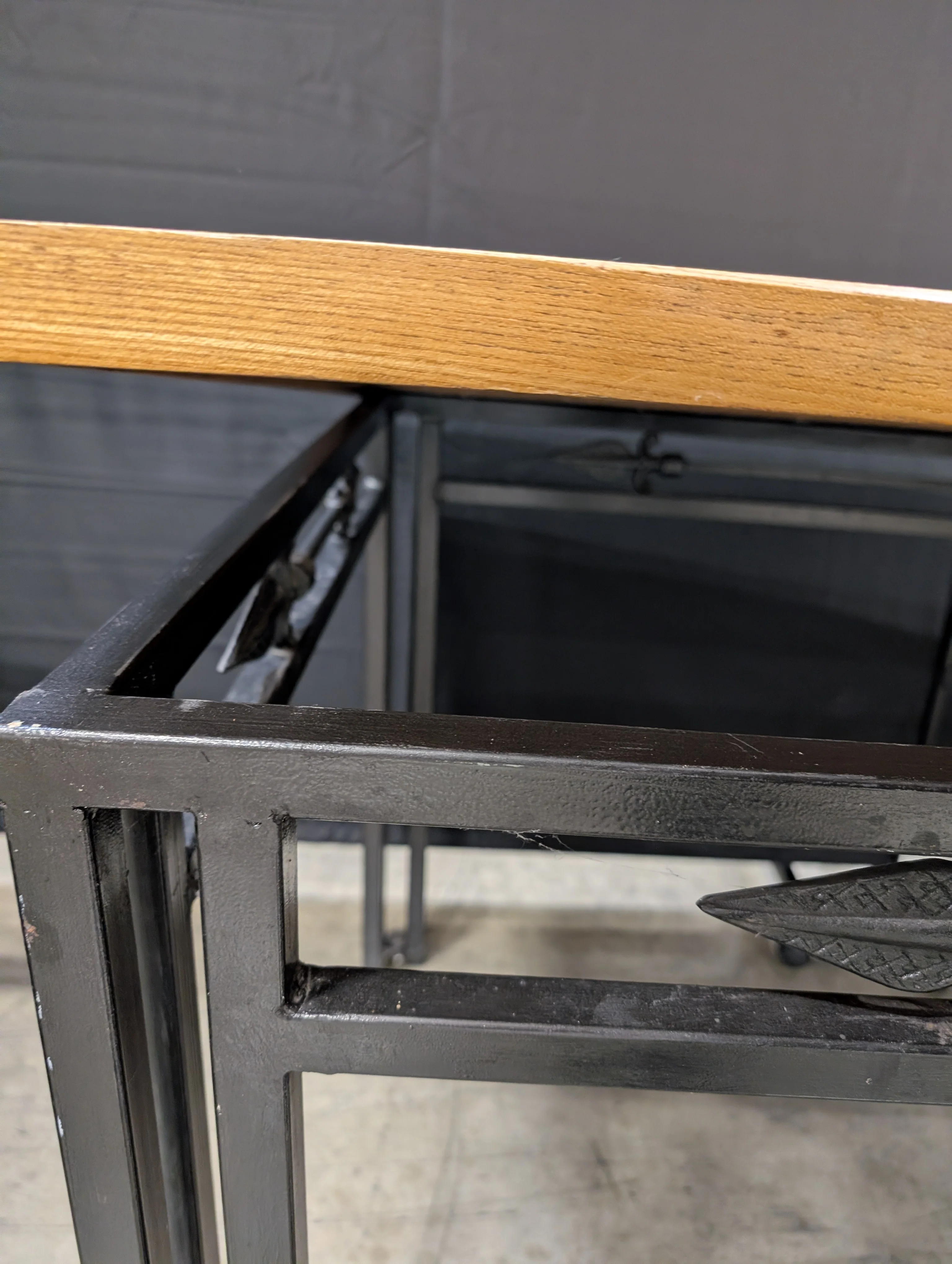Rectangular Wood Top Table with Black Metal Frame *NOT ATTACHED* - Image 9