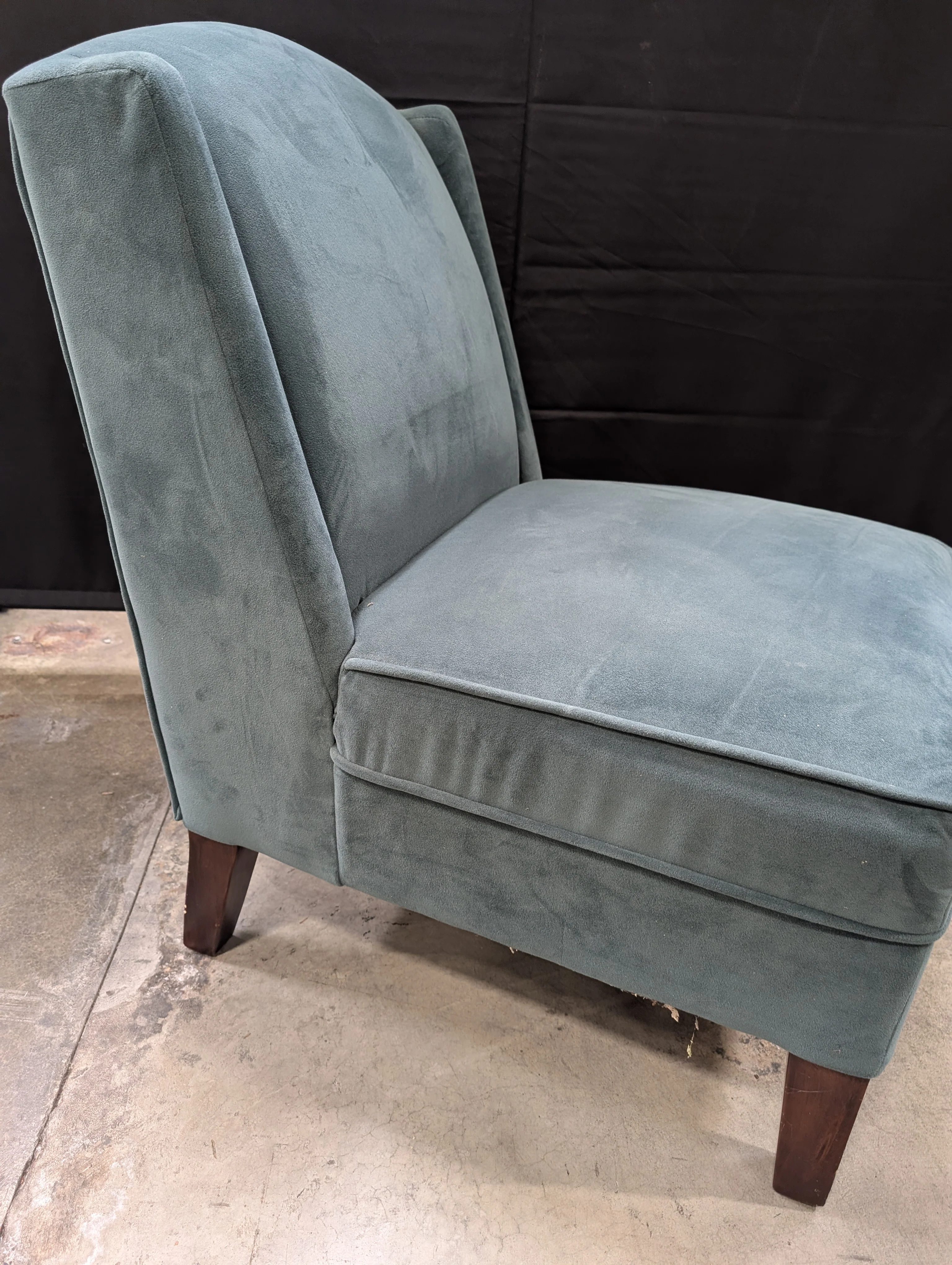 Deep Teal Velvet Upholstered High-Back Accent Chair - Image 2