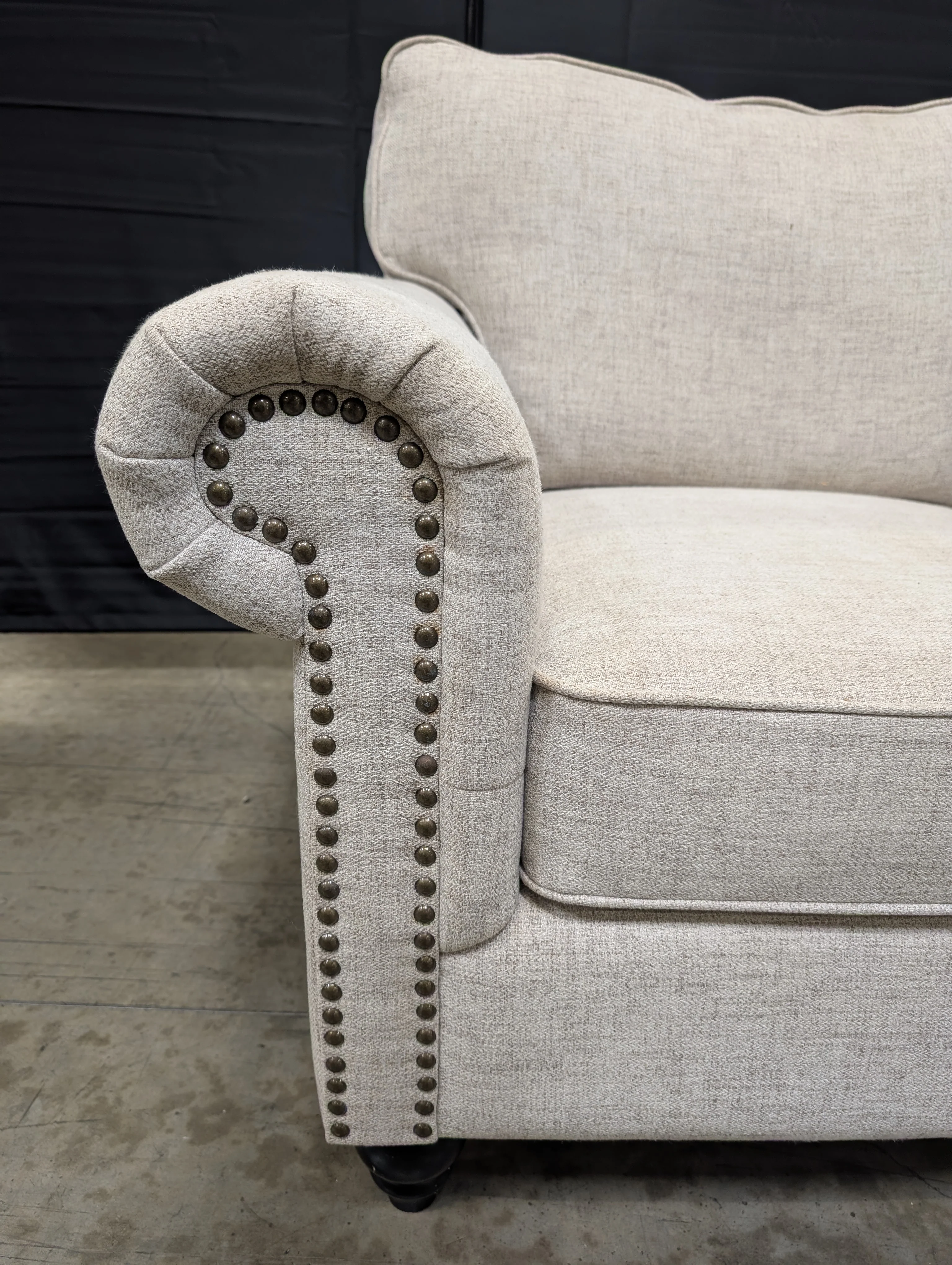 Textured Fabric Rolled Arm Accent Chair with Nailhead Trim - Image 2