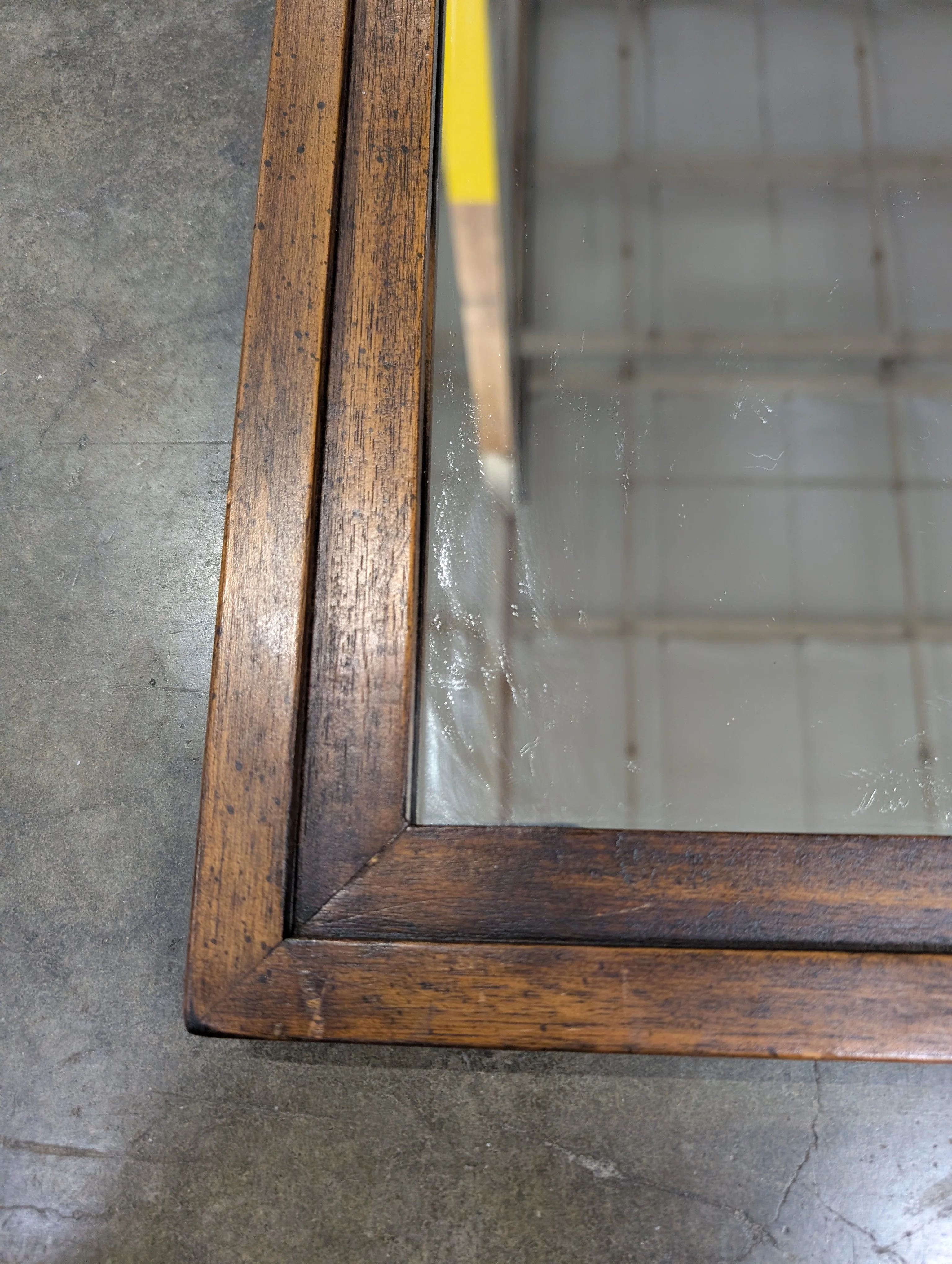 Rectangular Wood Frame Wall Mirror with Decorative Lower Panel - Image 4