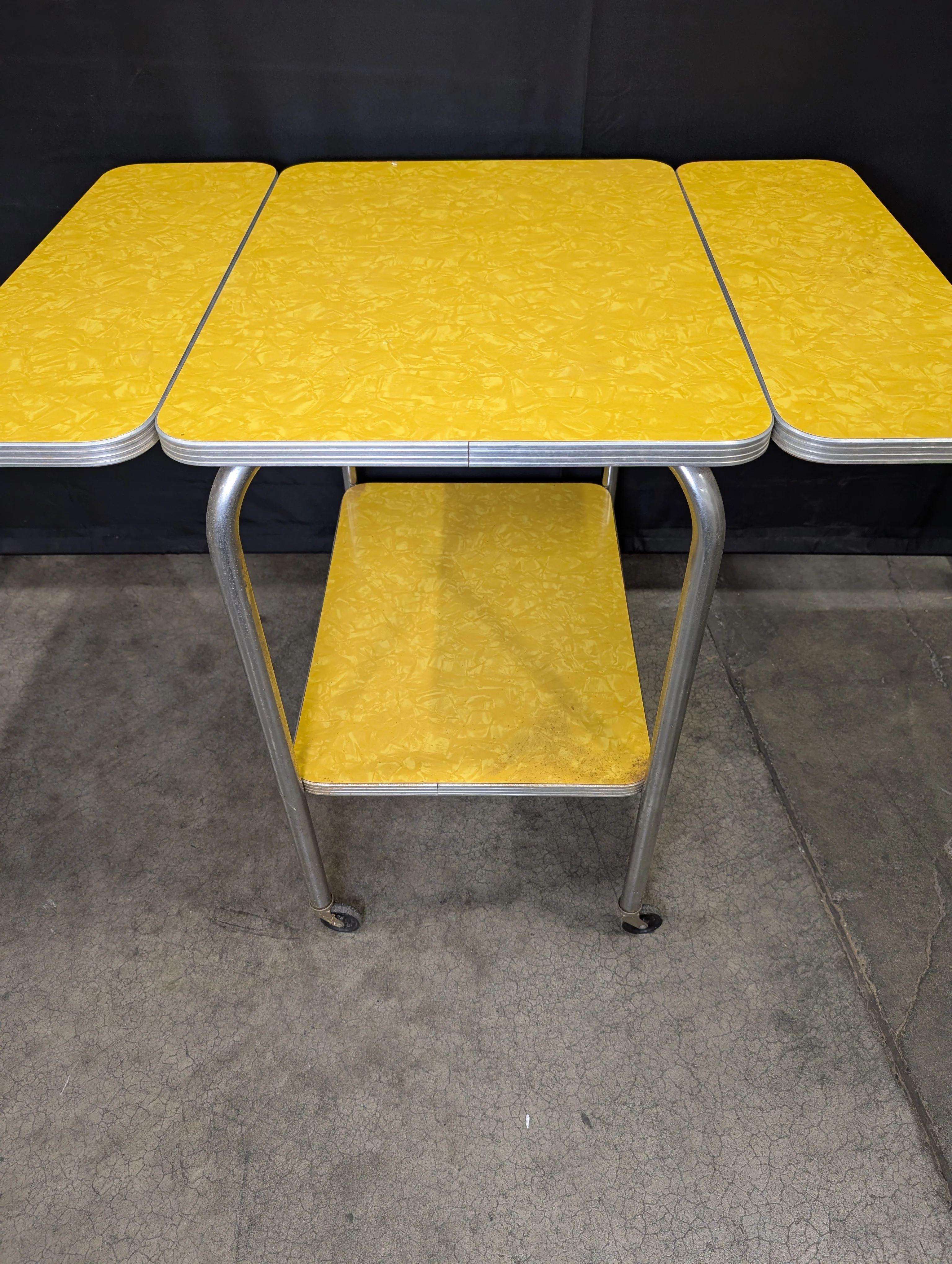Retro Yellow Marbled Laminate Mobile Table