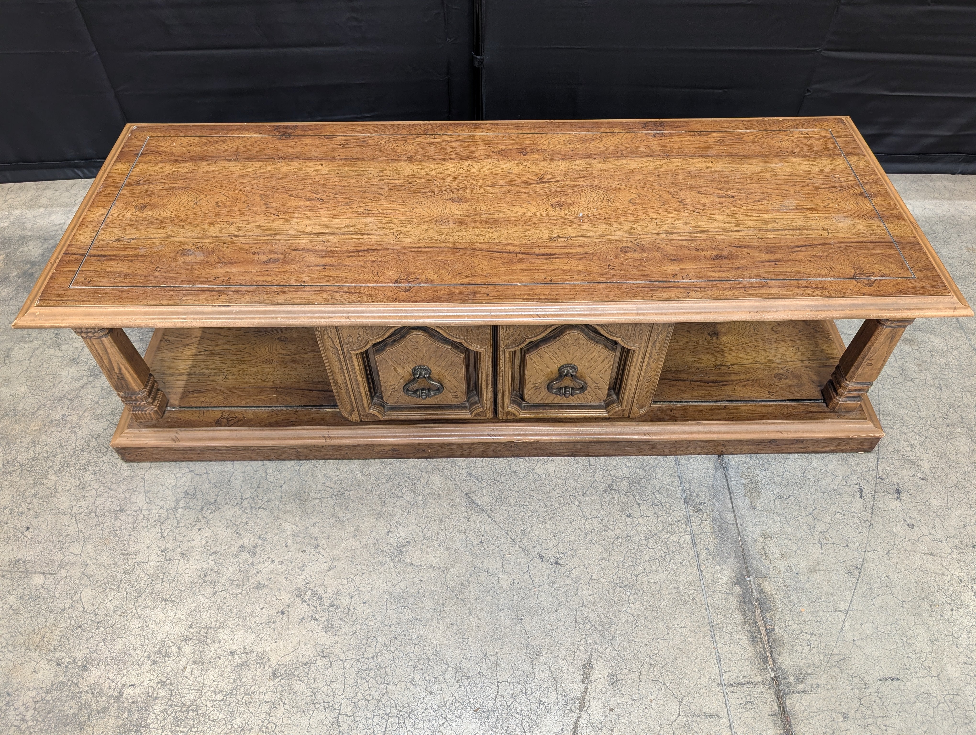 Traditional Wood Coffee Table with Lower Shelf - Image 2