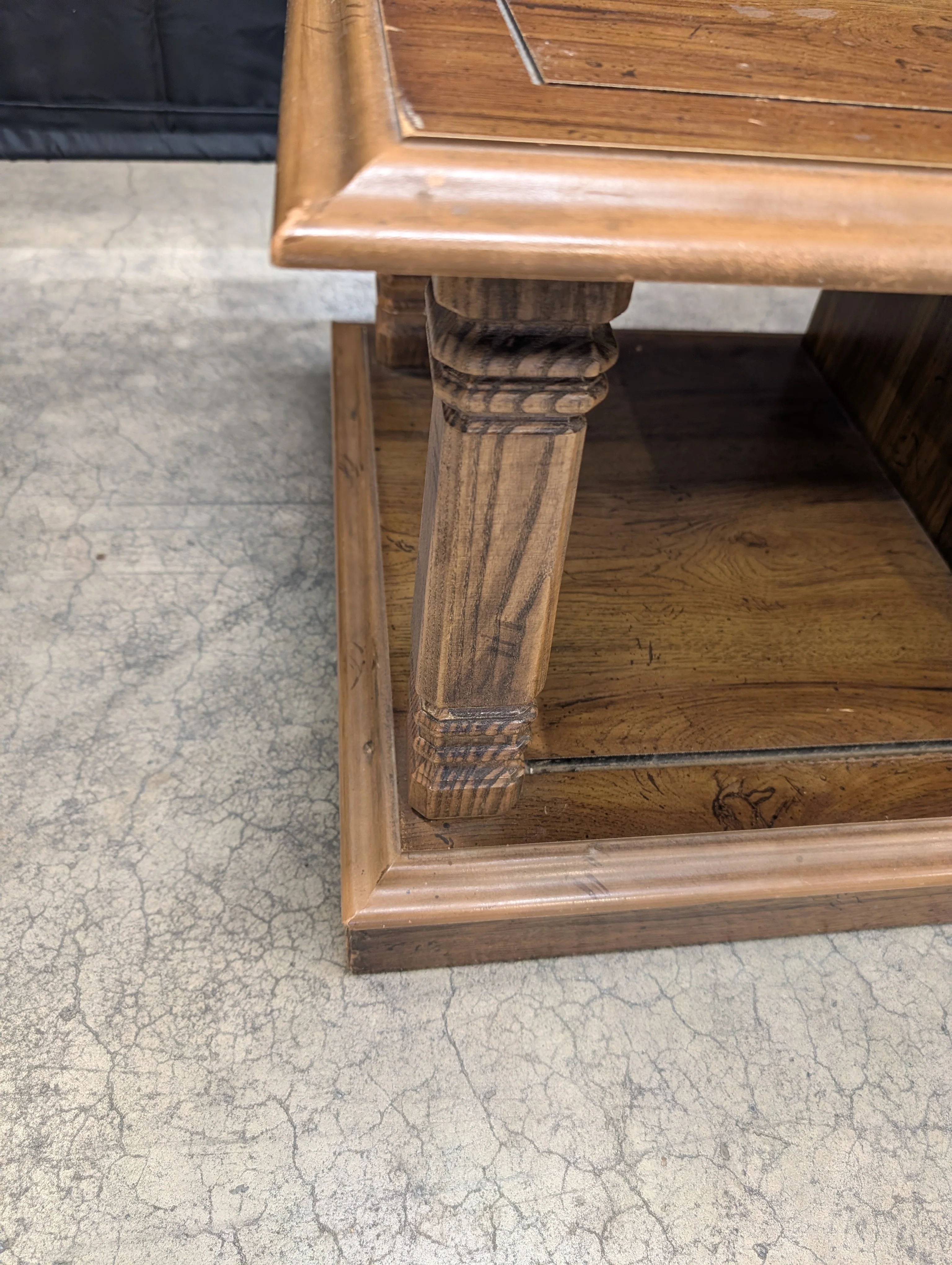 Traditional Wood Coffee Table with Lower Shelf - Image 5