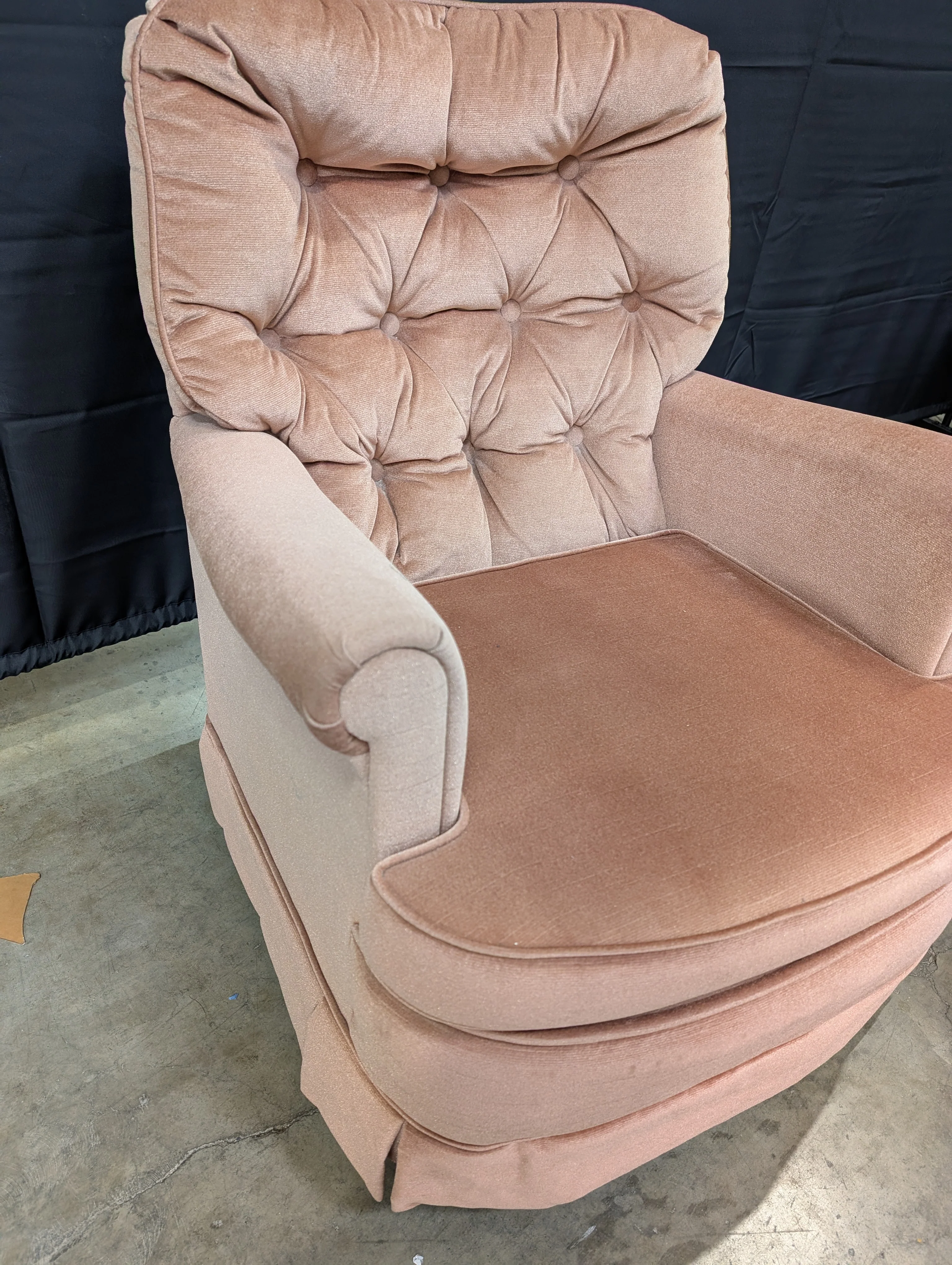 Plush Dusty Rose Upholstered Armchair and Ottoman Set - Image 4