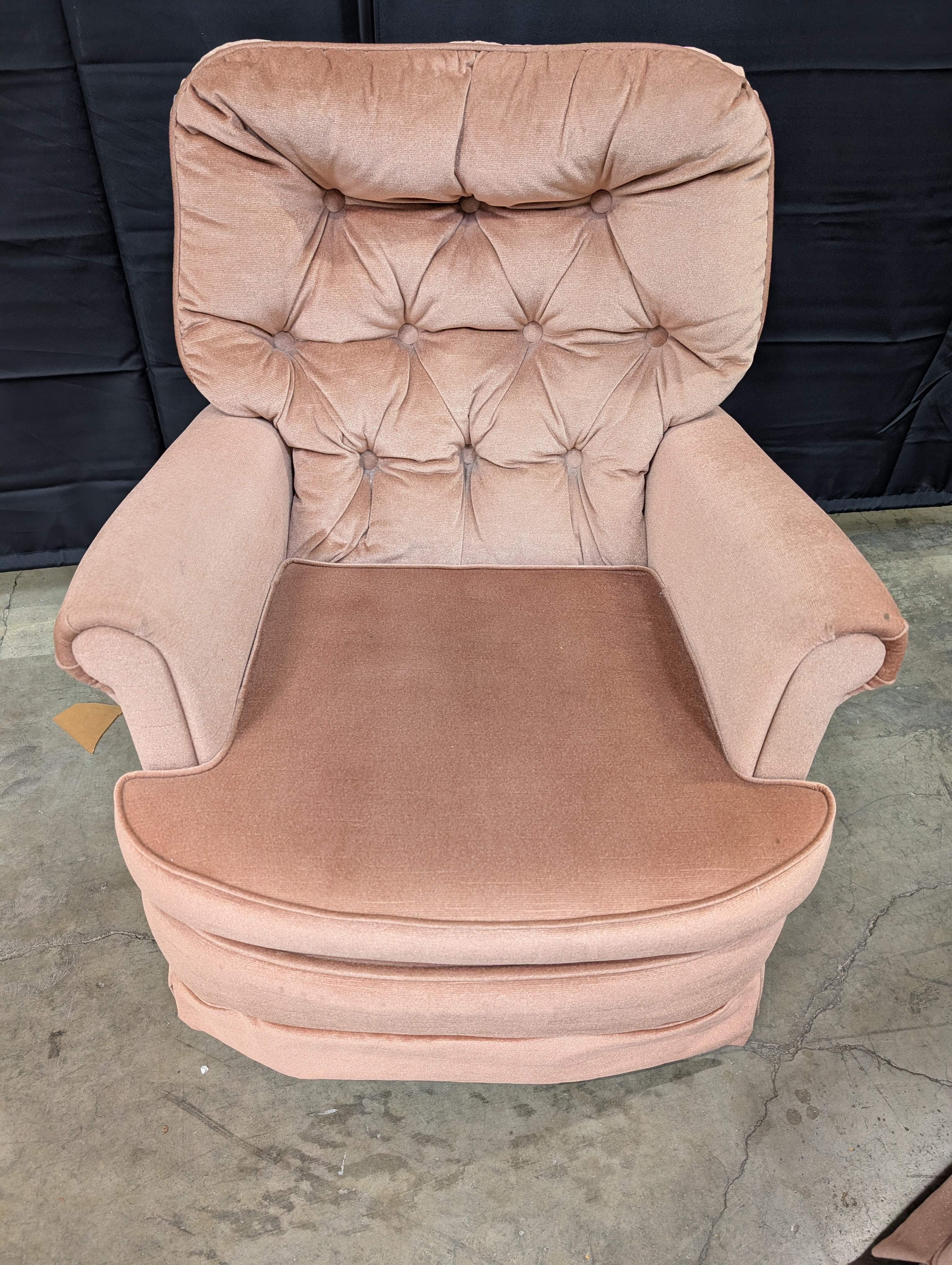 Plush Dusty Rose Upholstered Armchair and Ottoman Set - Image 5