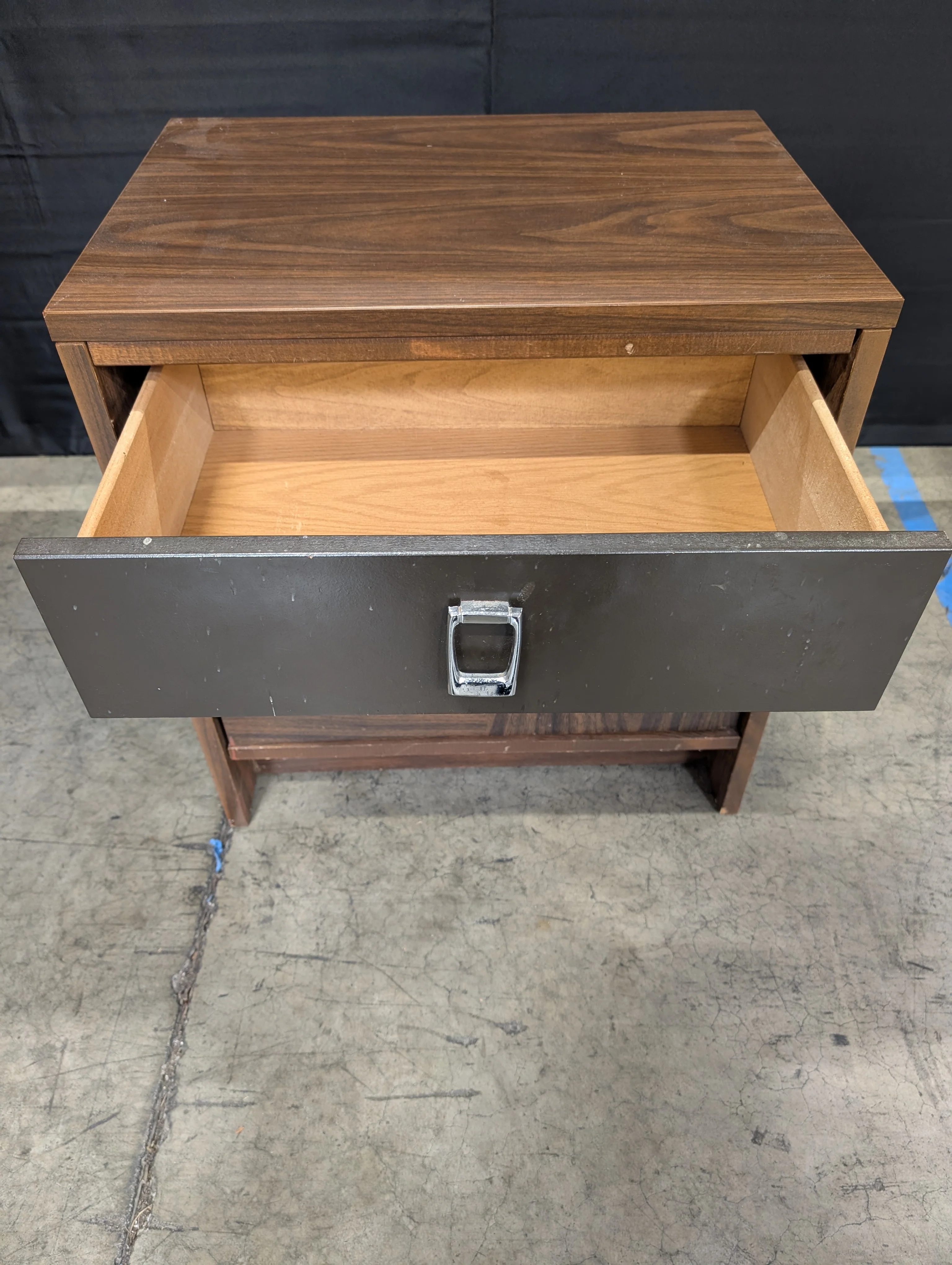 Vintage Dark Wood Two-Drawer Nightstand Mid-Century Style - Image 3