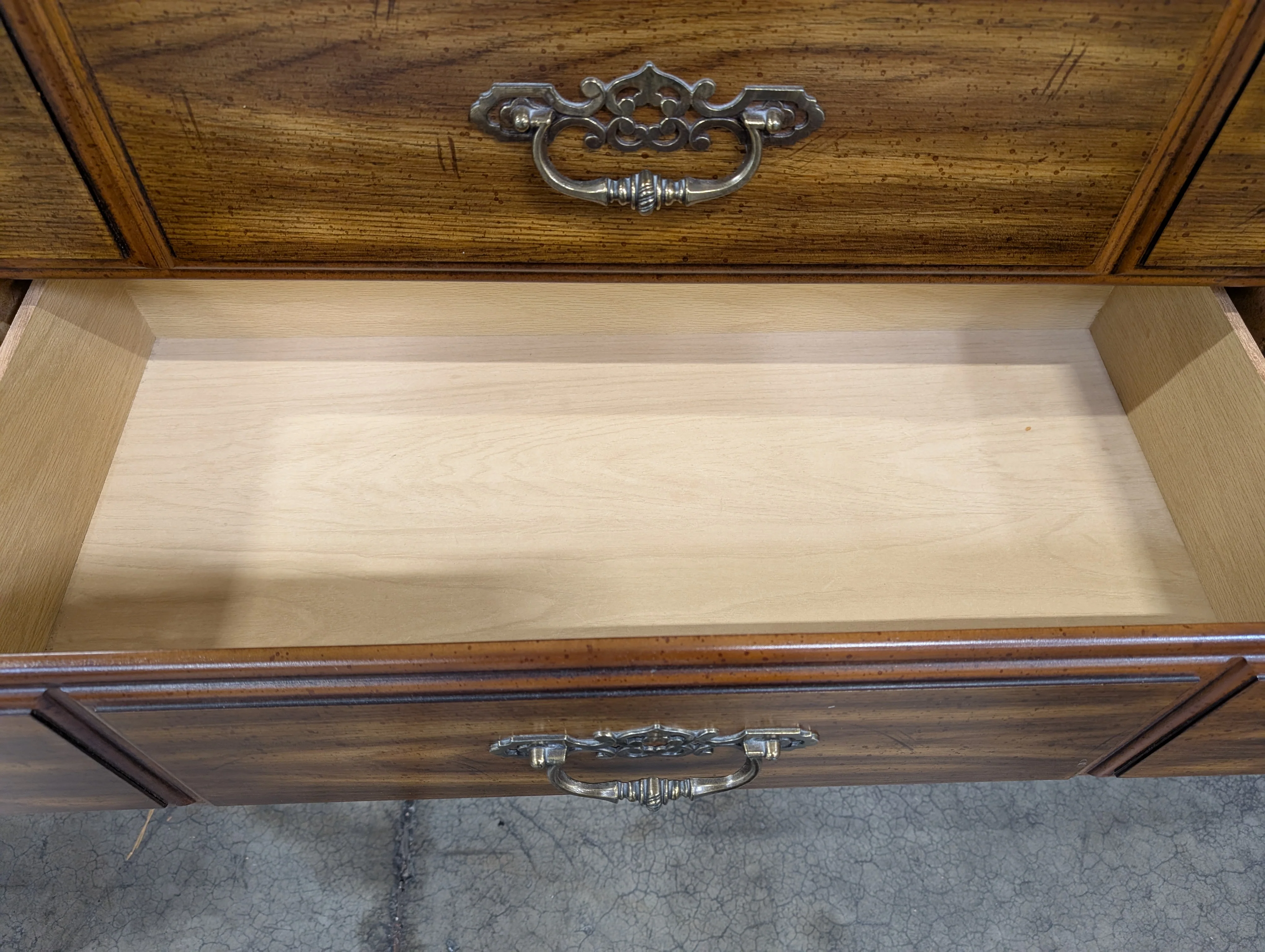 Traditional Dark Wood Five-Drawer Chest with Ornate Pulls - Image 4