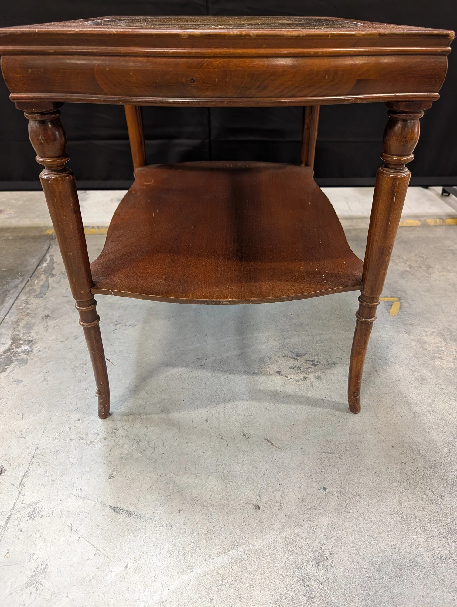 Traditional Wood Side Table with Inset Top - Image 2