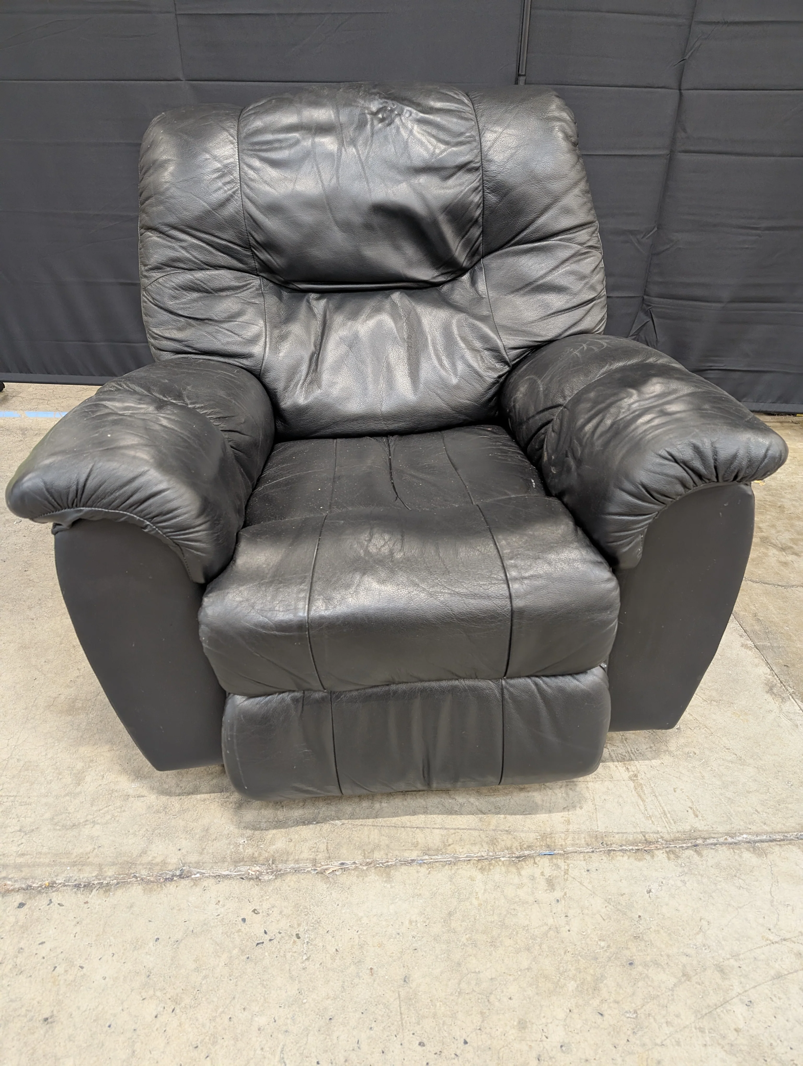 Plush Black Leather Sectional Sofa
