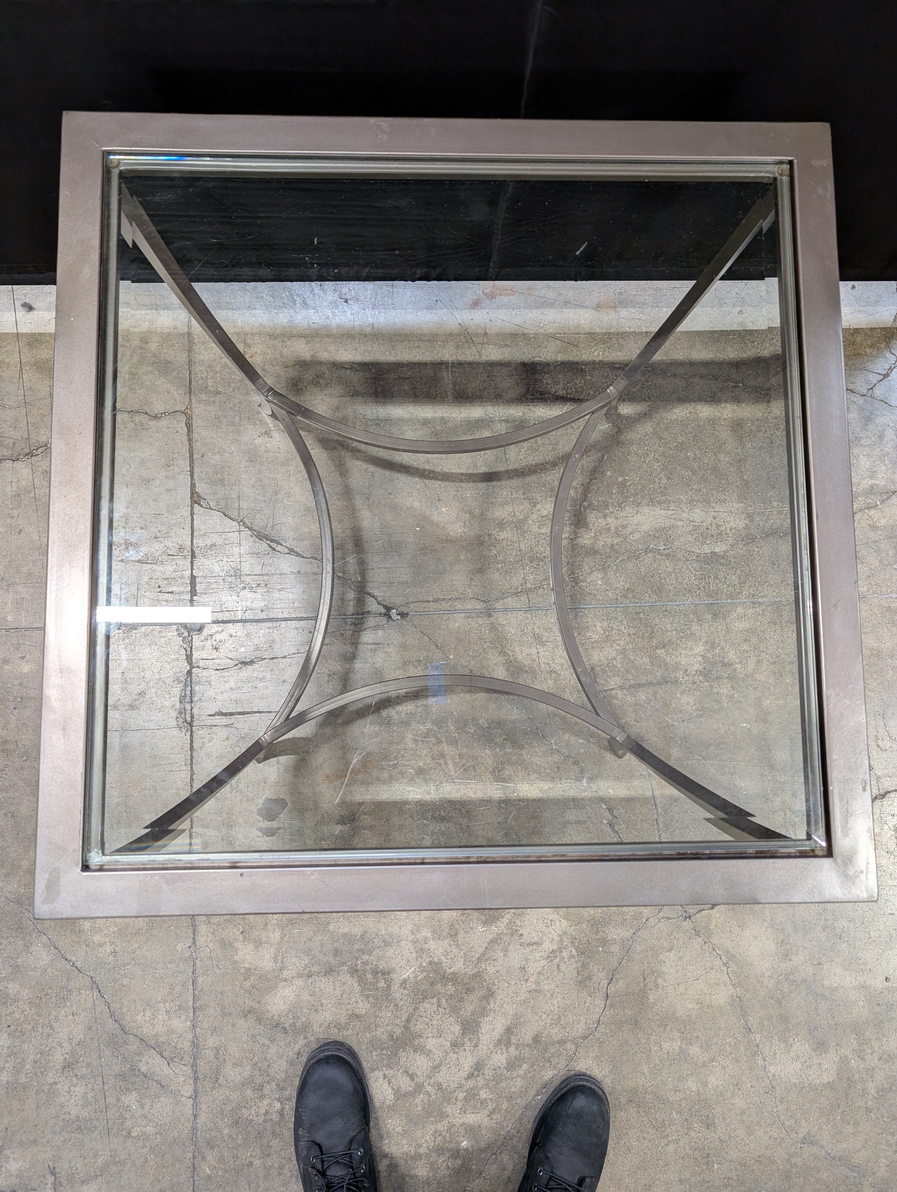 Square Glass Top Bronze Finish End Table - Image 2