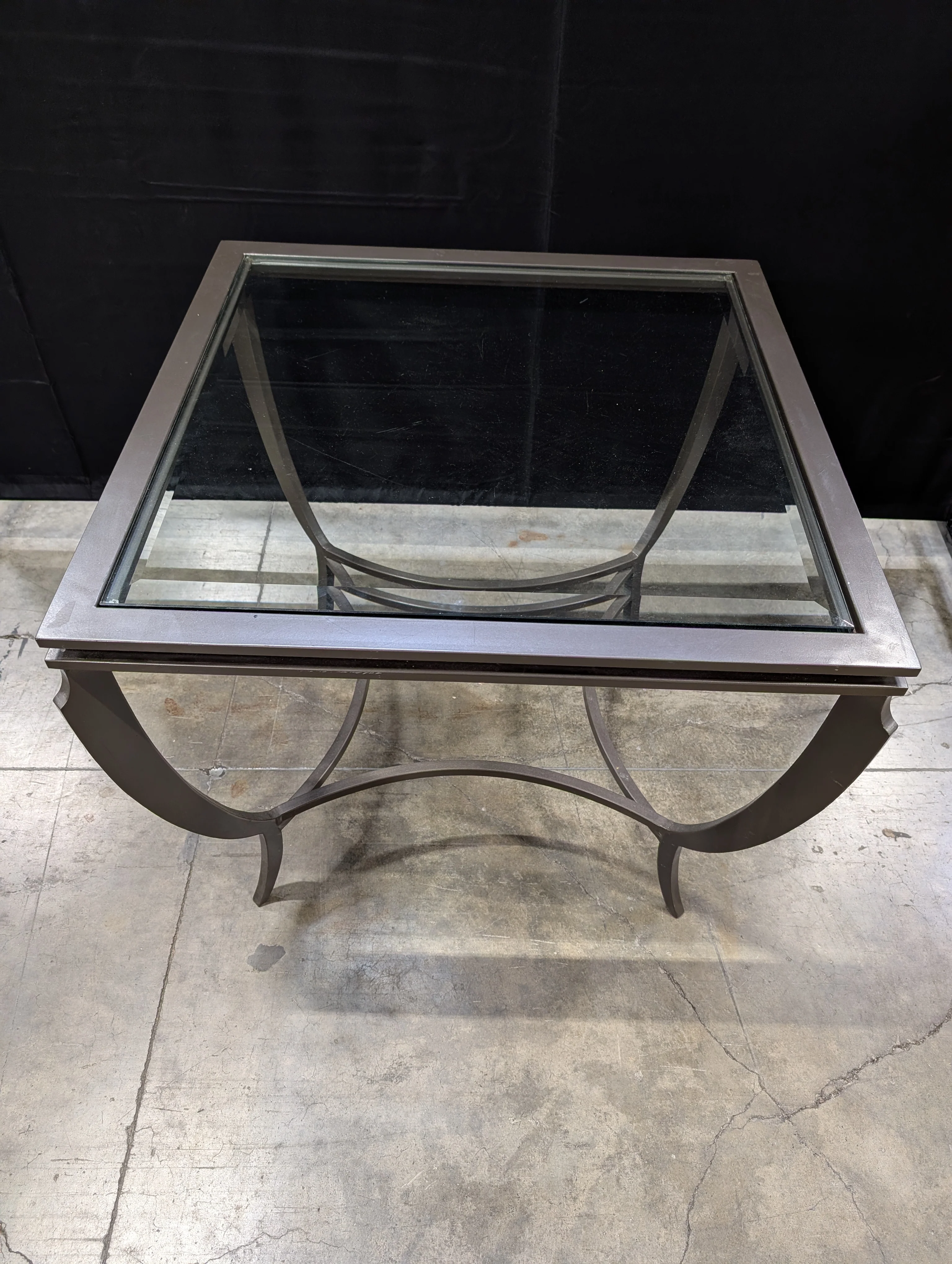 Square Glass Top Bronze Finish End Table - Image 3