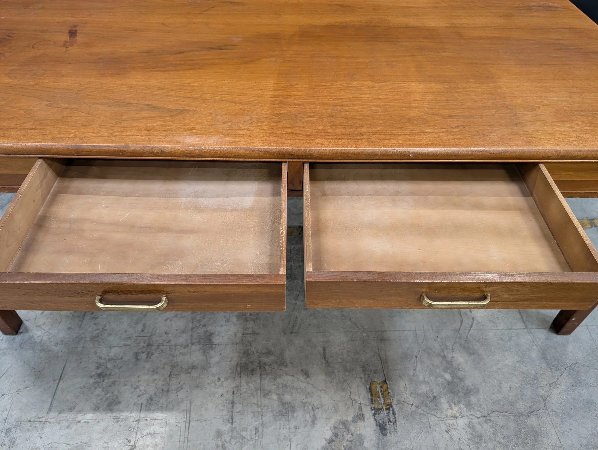 Mid-Century Style Wooden Desk with Two Drawers - Image 3